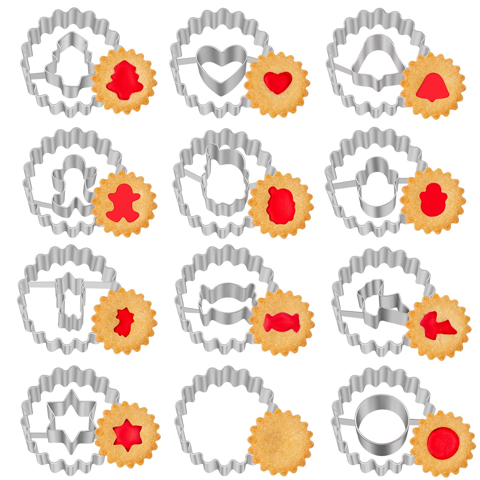 Ausstechformen Weihnachten Ausstecher 12 Stück, Nifogo Linzer Ausstecher, Keksausstecher zum Backen von Plätzchen, Weihnachtsbaum, Lebkuchenmannformen 12 Stück Weihnachten Angebot bei HelloDeals