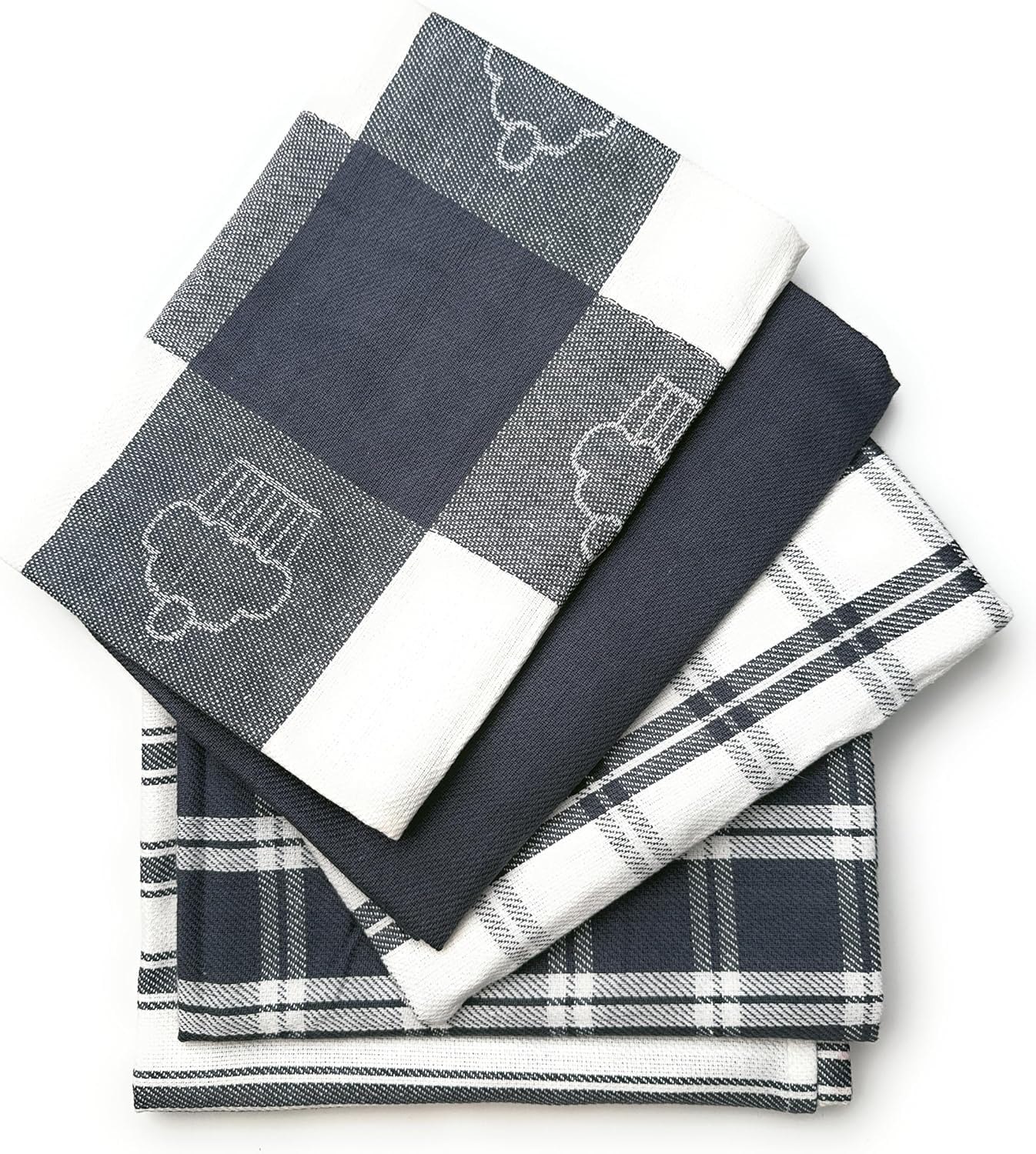 LivinEase Geschirrtücher - Küchentücher aus 100% Baumwolle - 5er-Pack Saugfähiges Set 70 x 50 cm, Grau Angebot bei HelloDeals