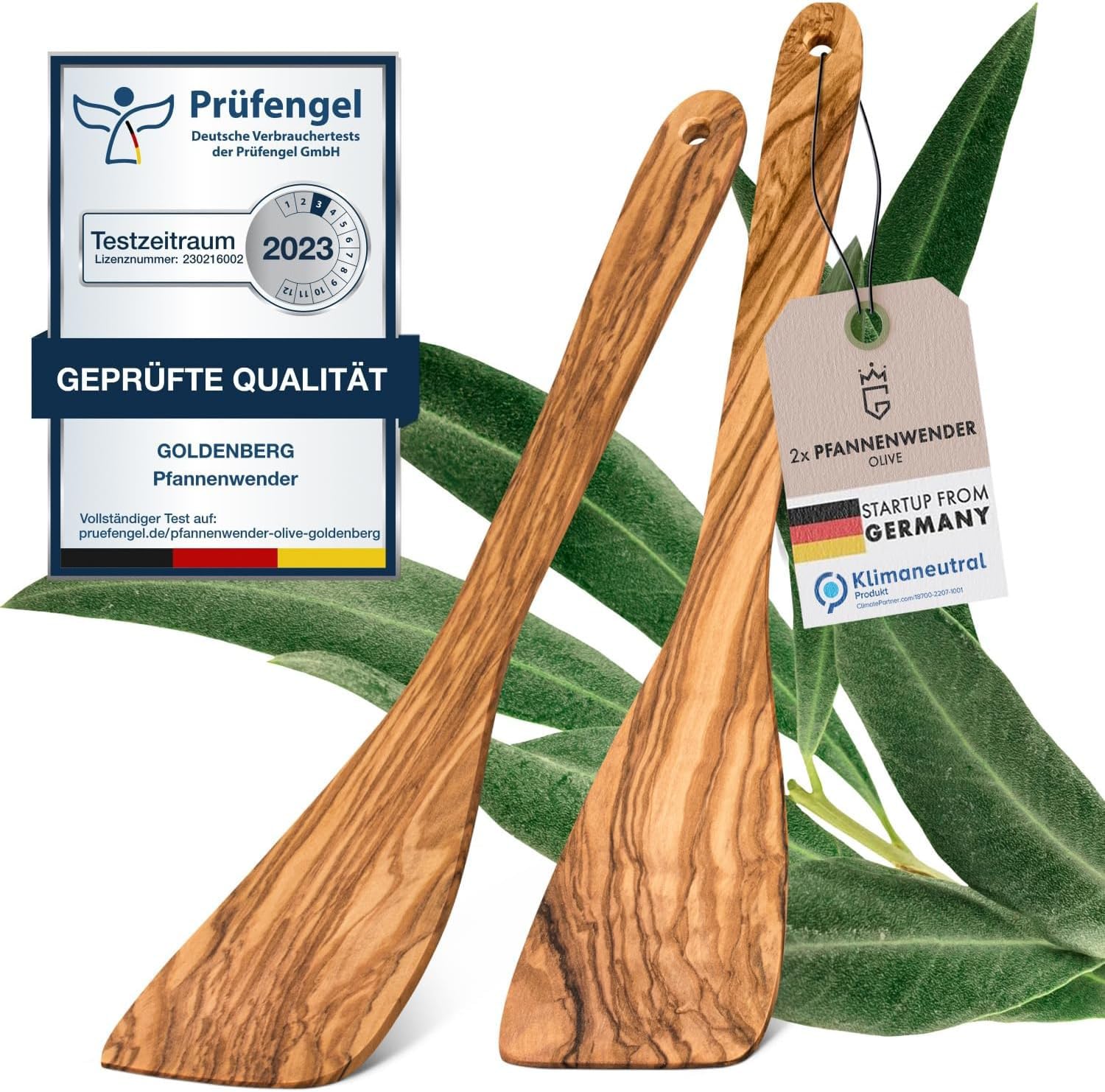 GOLDENBERG® Spar Set - Premium Pfannenwender - Made in Europe - feinstes Olivenholz aus Italien - robust, langlebig & antibakteriell - Holzschaber - Pfannenwender Holz Pfannenwender Bundle Angebot bei HelloDeals