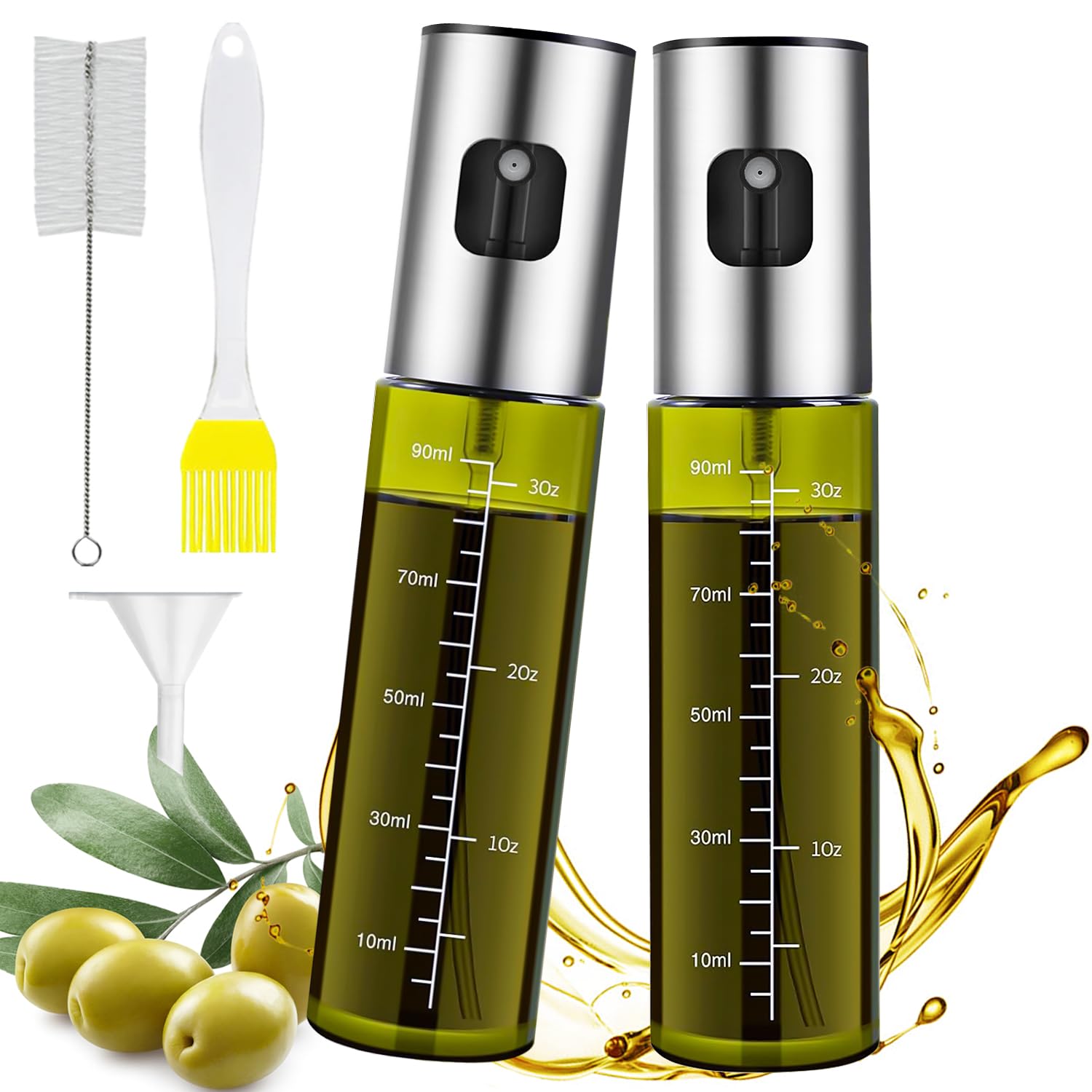 Ölsprüher für Speiseöl, 2 Stück UV-Schutz Sprühflasche Öl, Glas Öl Zerstäuber Küche Ölsprühflasche Heißluftfritteuse,Oil Sprayer mit Skala & Trichter, Ölspray für ÖI & Essig 100% BPA frei Grüne Angebot bei HelloDeals