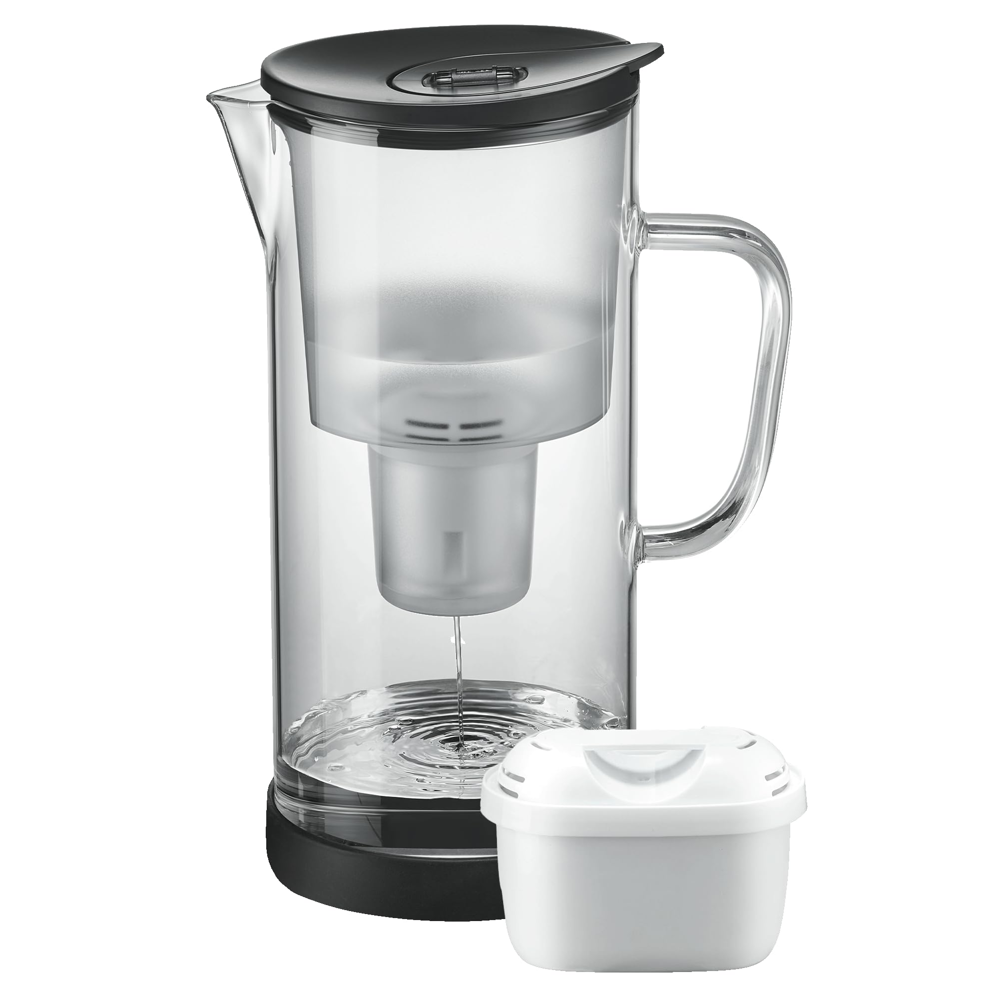 SILBERTHAL Wasserfilter Glas Karaffe 2,7 Liter - Kompatibel mit Maxtra - Reduziert Kalk und Chlor im Trinkwasser Glaskaraffe 2,7l Angebot bei HelloDeals