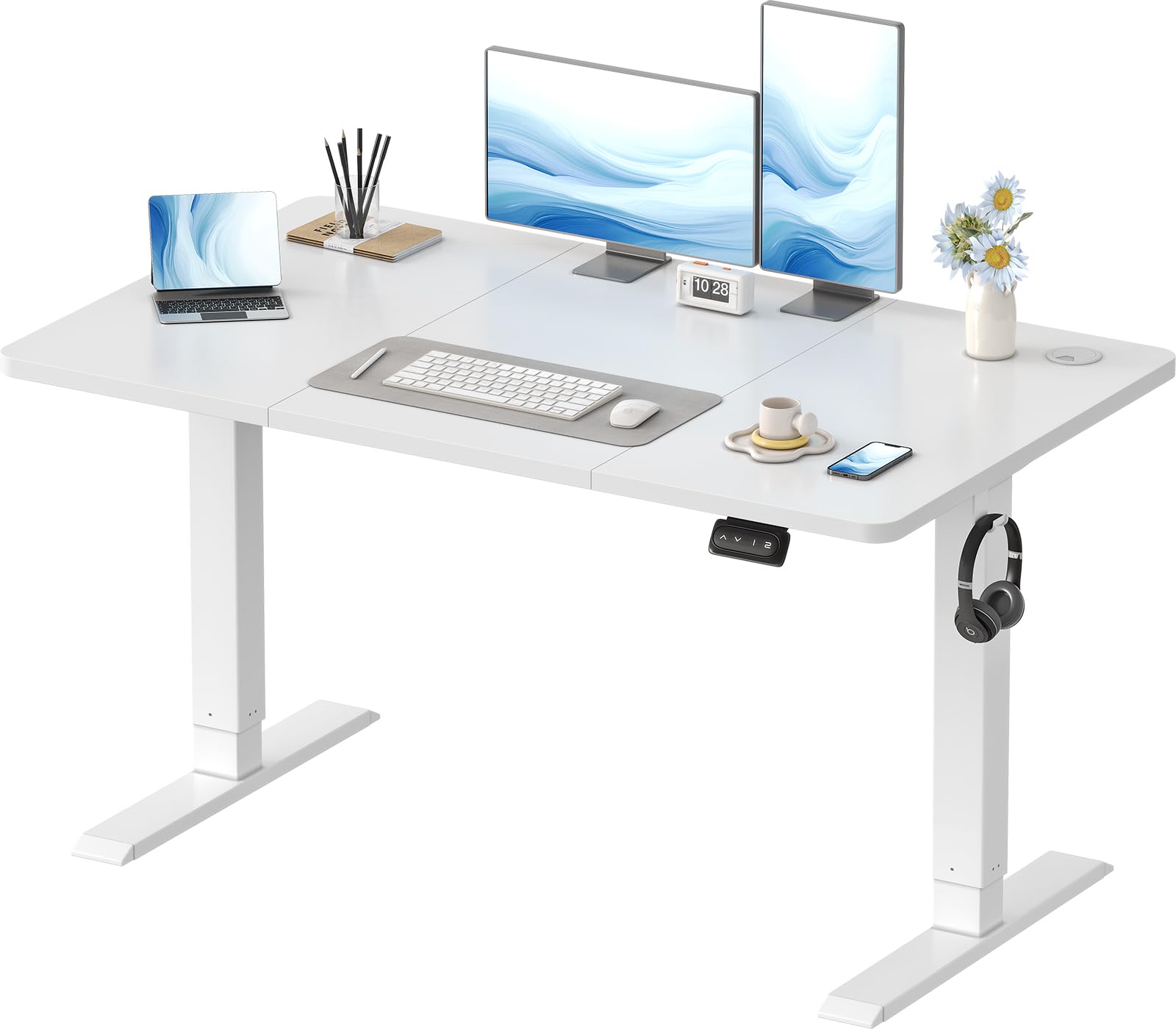 Devoko Höhenverstellbarer Schreibtisch, Elektrischer Schreibtisch Höhenverstellbar Tisch, Steh-Sitz Bürotisch, Computertisch mit Memory-Funktion, Stehpult, Standing Desk, Bürotisch,120 x 60 cm,Weiß Weiß 120 x 60 cm Angebot bei HelloDeals