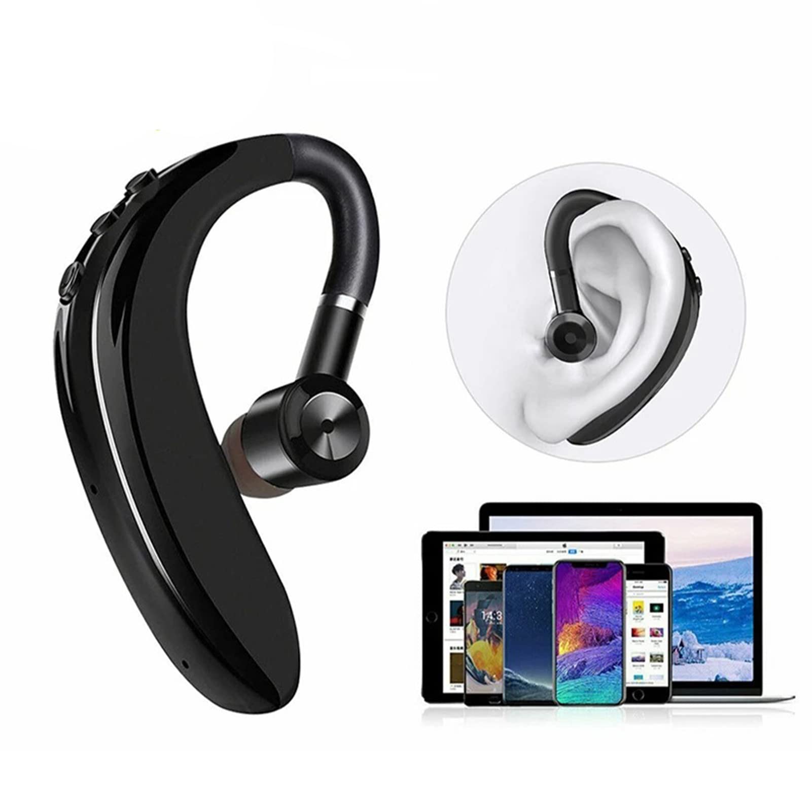 Bluetooth5.2-Headset, Kabelloses Einzelohr-Bluetooth5.2-Headset, Integriertes HD-Mikrofon, Ergonomisches Design, Universelles Linkes und Rechtes Ohr, für Mobile Tablets Angebot bei HelloDeals