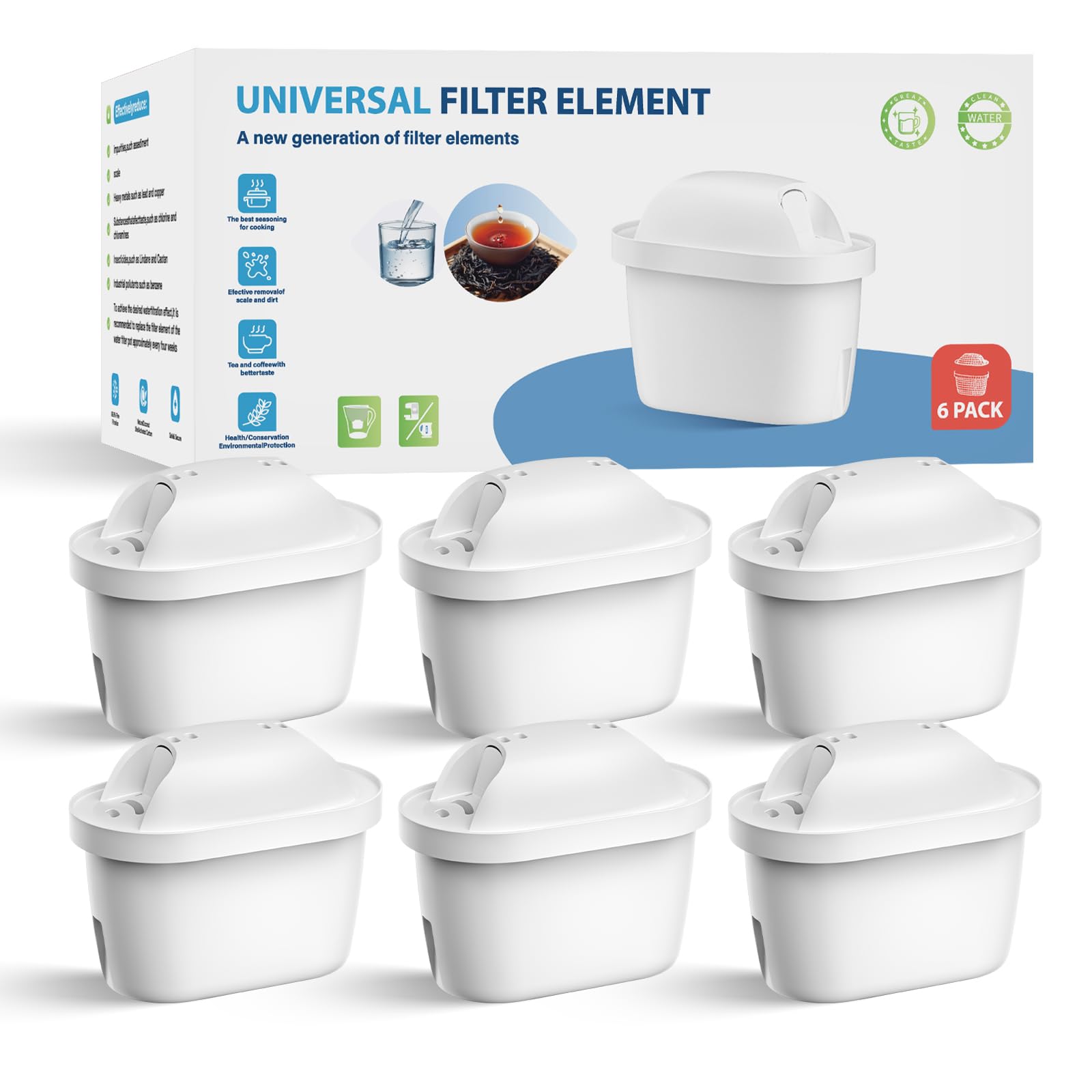 Wasserfilte Kartuschen,Ersatz für Brita®Maxtra Pro®Marella®Maxtra Plus,filtert Kalk, Kanne Wasserkocher Filterkartuschen Kompatibel mit Brita®All-in-1,6 Stück 6 PC-Classic 6 Angebot bei HelloDeals