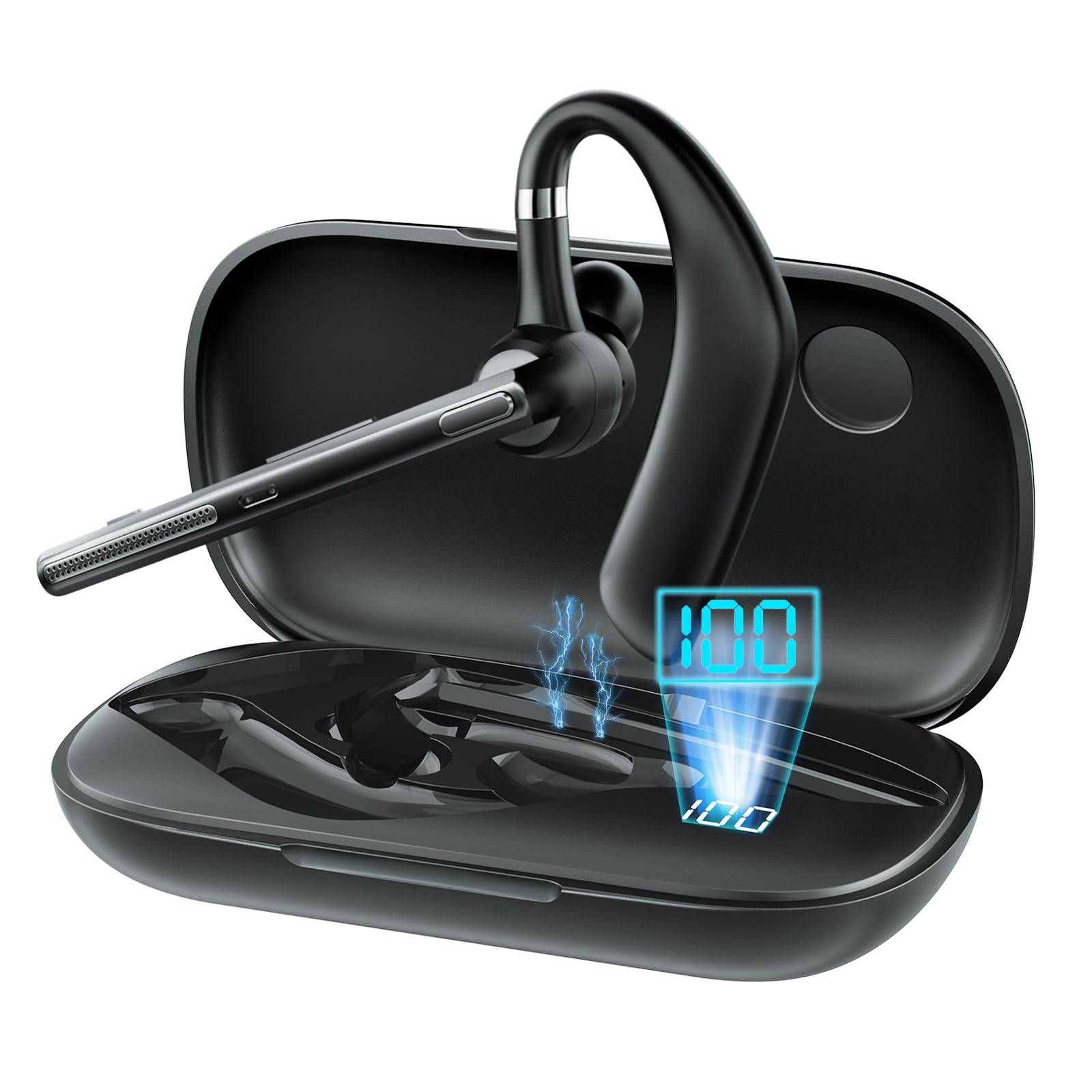 MANKIW Bluetooth Headset V5.3 mit Dual-Mikrofon und ENC, 12 Std. Sprechzeit, In-Ear Freisprechgerät mit Ladecase für Auto, Büro, Android, iPhone, Laptop Angebot bei HelloDeals