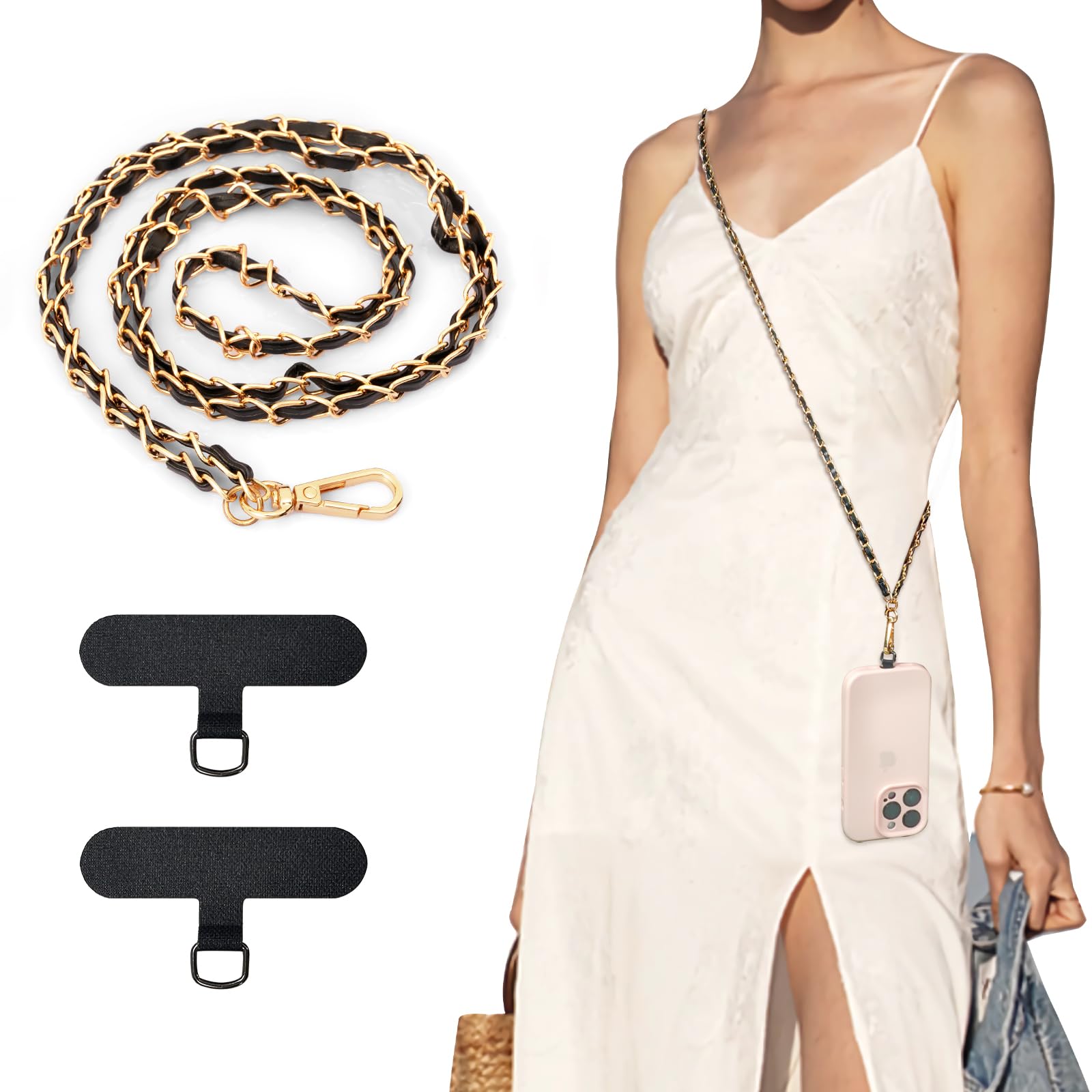 TiMOVO Universal Handykette Lanyard, Metall Handy Kette Anti-Diebstahl Schlüsselband für die meisten Smartphones 128 A Schwarz Angebot bei HelloDeals