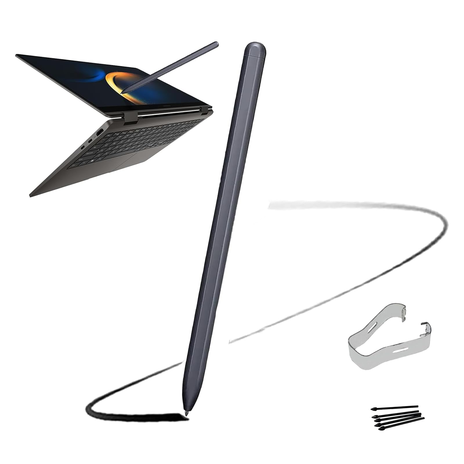 Galaxy Book Pro 360 S Pen Ersatz für Samsung Galaxy Book Pro 360, Galaxy Book 2 Pro 360, Galaxy Book 3 Pro 360 Stylus Pen ohneBluetooth+Spitzen/Federn (Mystic Black) Angebot bei HelloDeals