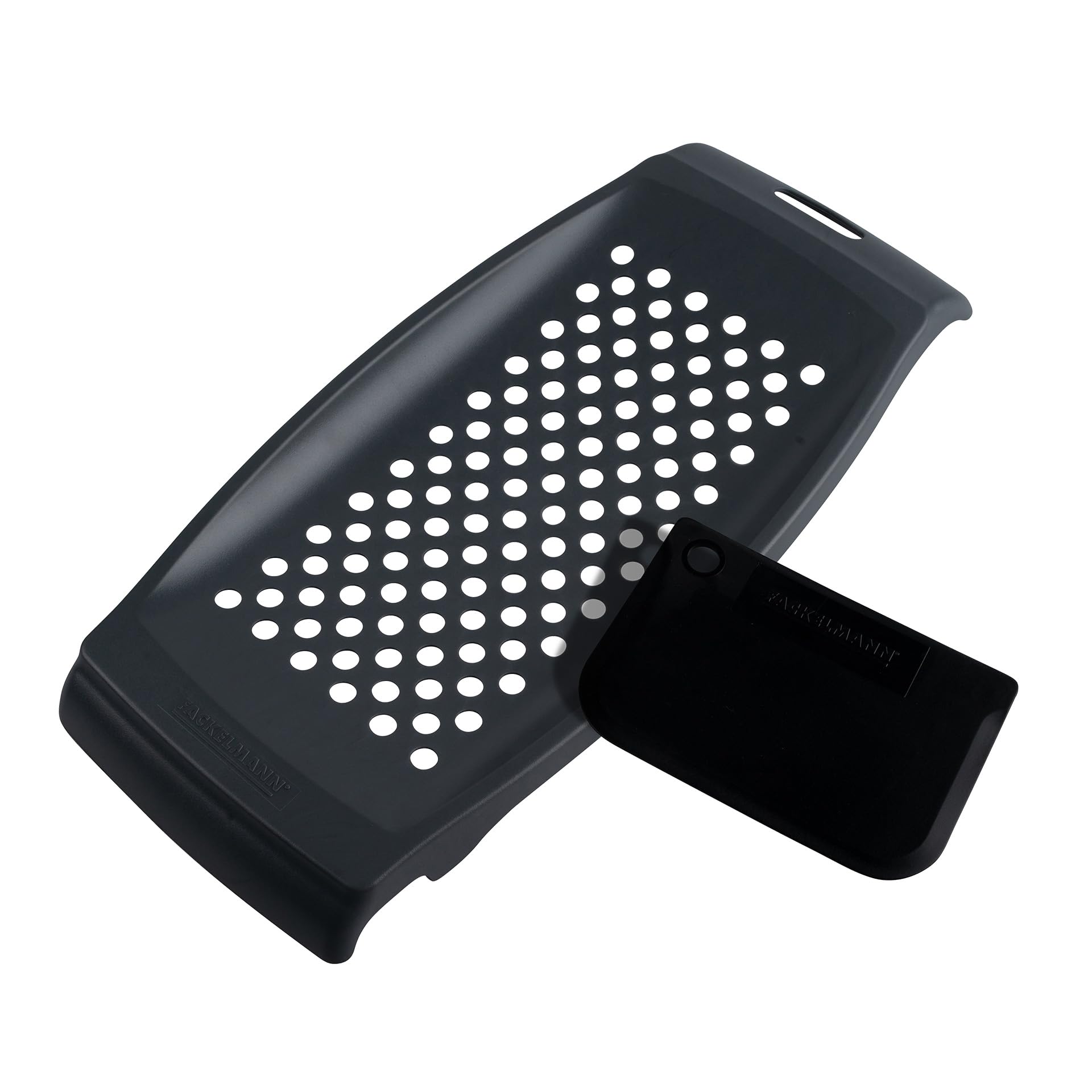 Fackelmann Spätzlereibe mit Teigschaber, Spätzlehobel aus Kunststoff, Spätzlepresse mit Teigkarte,1 Stück, Grau, 32x15x3cm Angebot bei HelloDeals