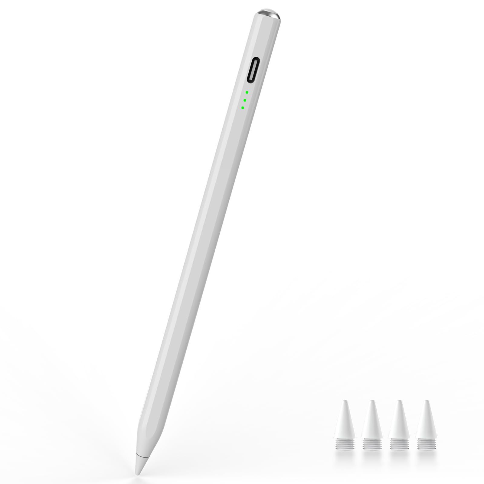 Stylus Pen/Stift für iPad (2018-2025) – Kompatibel mit iPad Pro 12.9″ M4/M3/M2, Air 7–3, Mini 5–7 – Magnetisch, LED-Akkuanzeige, 2-Fach Schnellladung, Neigungssensitiv, Palm Rejection, 1,5 mm Spitze WHITE Angebot bei HelloDeals