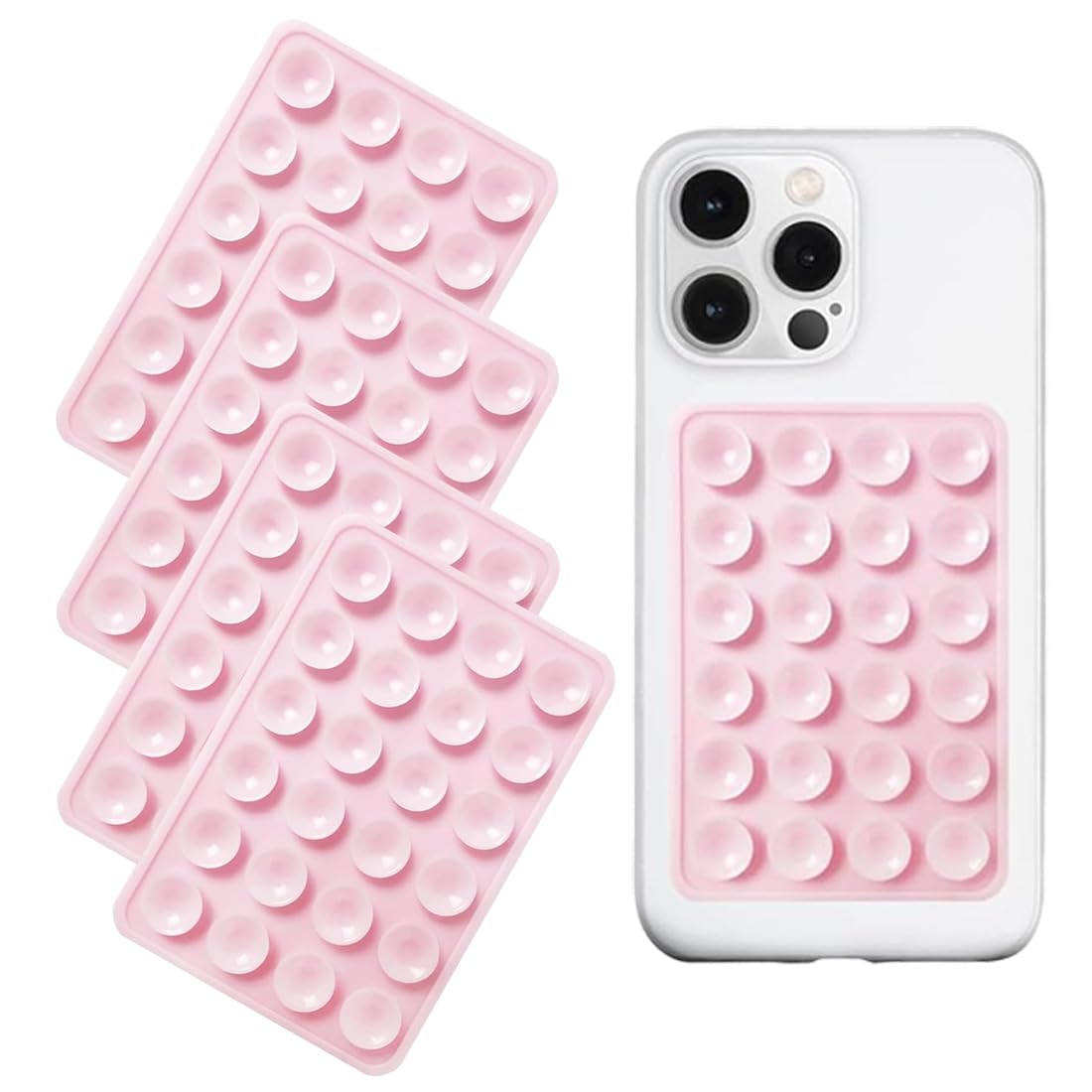 4 Stück Silikon-Handyhüllen mit Saugnapf,saugnapf handy,freihändiges Fidget-Spielzeug, Spiegel, Dusch-Handyhalterung, Tiktok-Videos und Selfies (Hellrosa) Angebot bei HelloDeals
