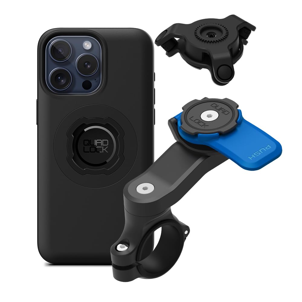 QUAD LOCK Lenker Handyhalterung für Motorrad mit Vibrationsdämpfer und MAG Hülle für iPhone 15 Pro Max Angebot bei HelloDeals