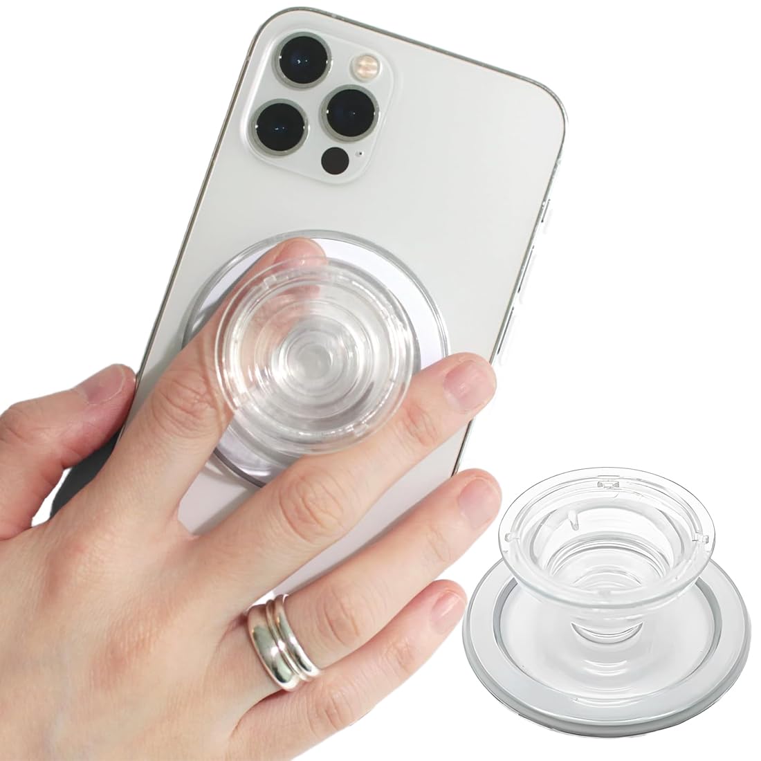 Runder Telefongriff kompatibel mit MagSafe, Adapterring im Lieferumfang enthalten, Telefonhalter, kabelloses Laden kompatibel Angebot bei HelloDeals