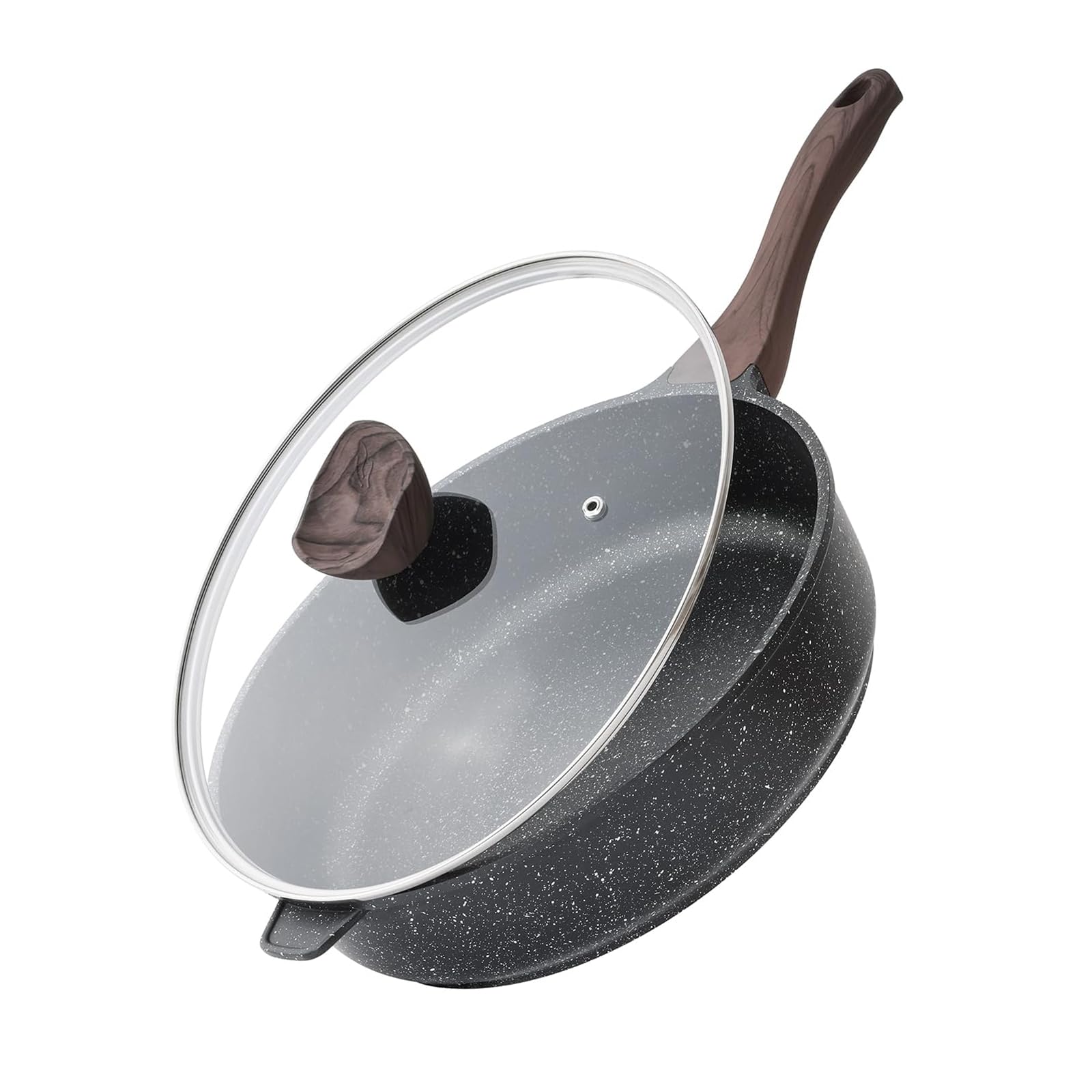 Kordisen Antihaft Tiefe Bratpfanne mit Deckel, 30 cm Große Granitbeschichtung Pfanne, Induktion Kompatibel, Gesunde Stein Kochgeschirr, PFOA-frei Klassischer Granit 30cm Angebot bei HelloDeals