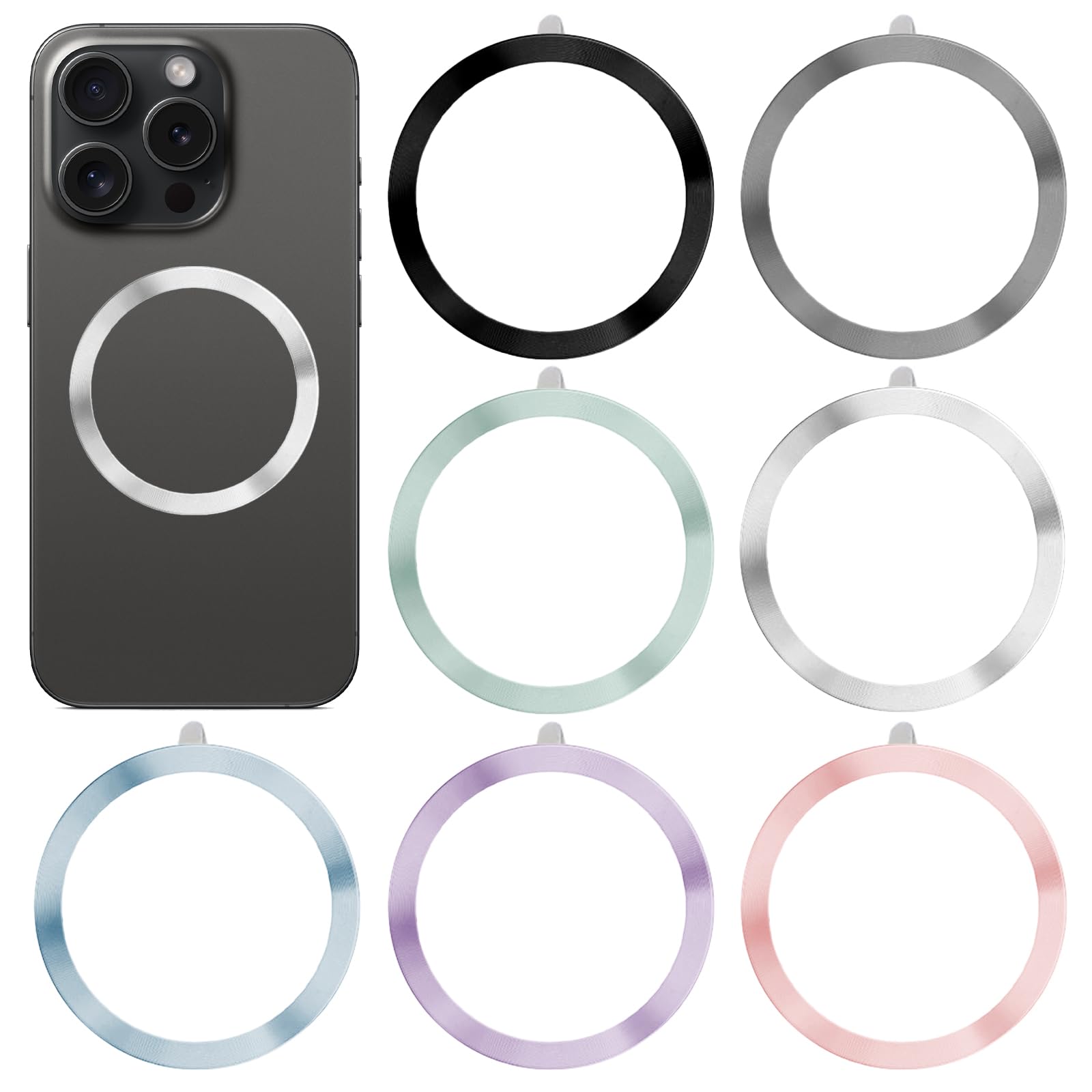 7 Stück Magnet für Magsafe,Magnetring Handy,Magnet Ring Handy,Magnet Ring,Edelstahl Handyhalter Handymagnet,Kabellosen Klebering Kompatibel Magnete,Sieben Farben Angebot bei HelloDeals