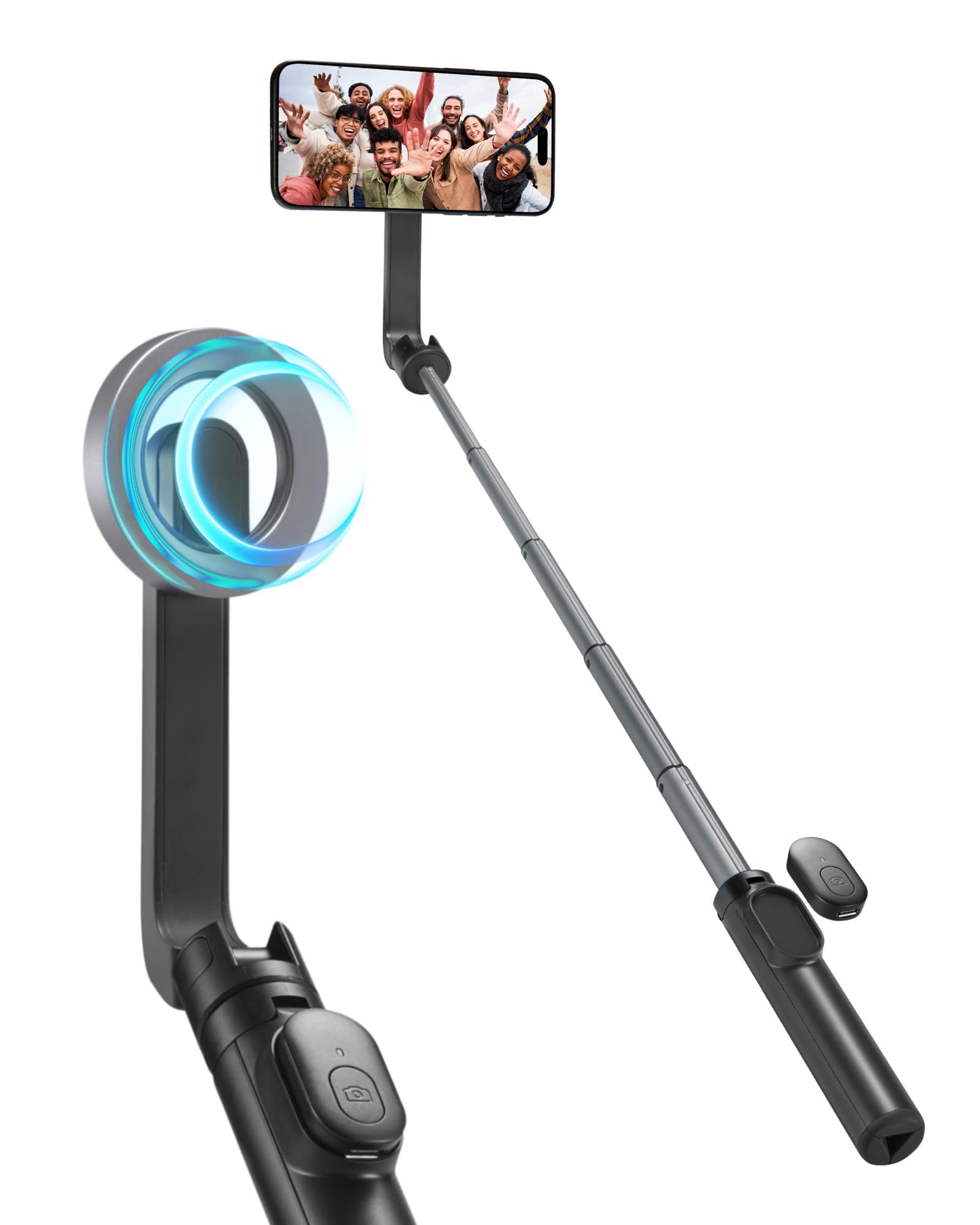 Spigen MagSafe Selfie Stick Stativ [Wondersnap] [MagFit-Technologie & Bluetooth] Tripod kompatibel mit iPhone 16/15/14/13 Serien, Galaxy S25/S24/S23 und Allen Smartphones - Majestic Black Angebot bei HelloDeals