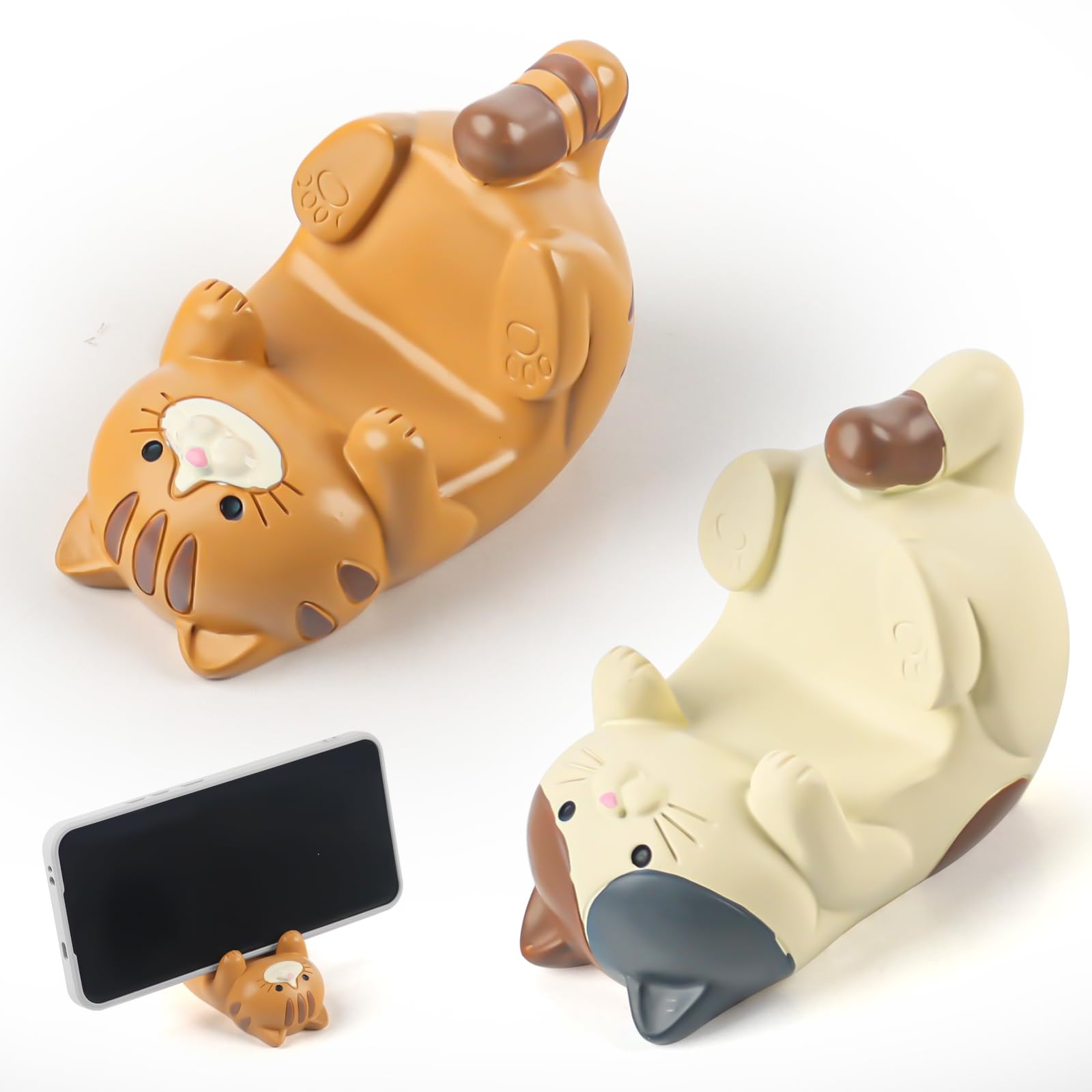 2Pcs Telefonhalter Cat, Harz Katze Telefonhalter, Cartoon Katze Handyhalterung, Funny Cat Holder Katze Handyhalterung Tisch, Katze Universal Handyhalter, Smartphone StäNder Funny Cat Handyhalterung Angebot bei HelloDeals