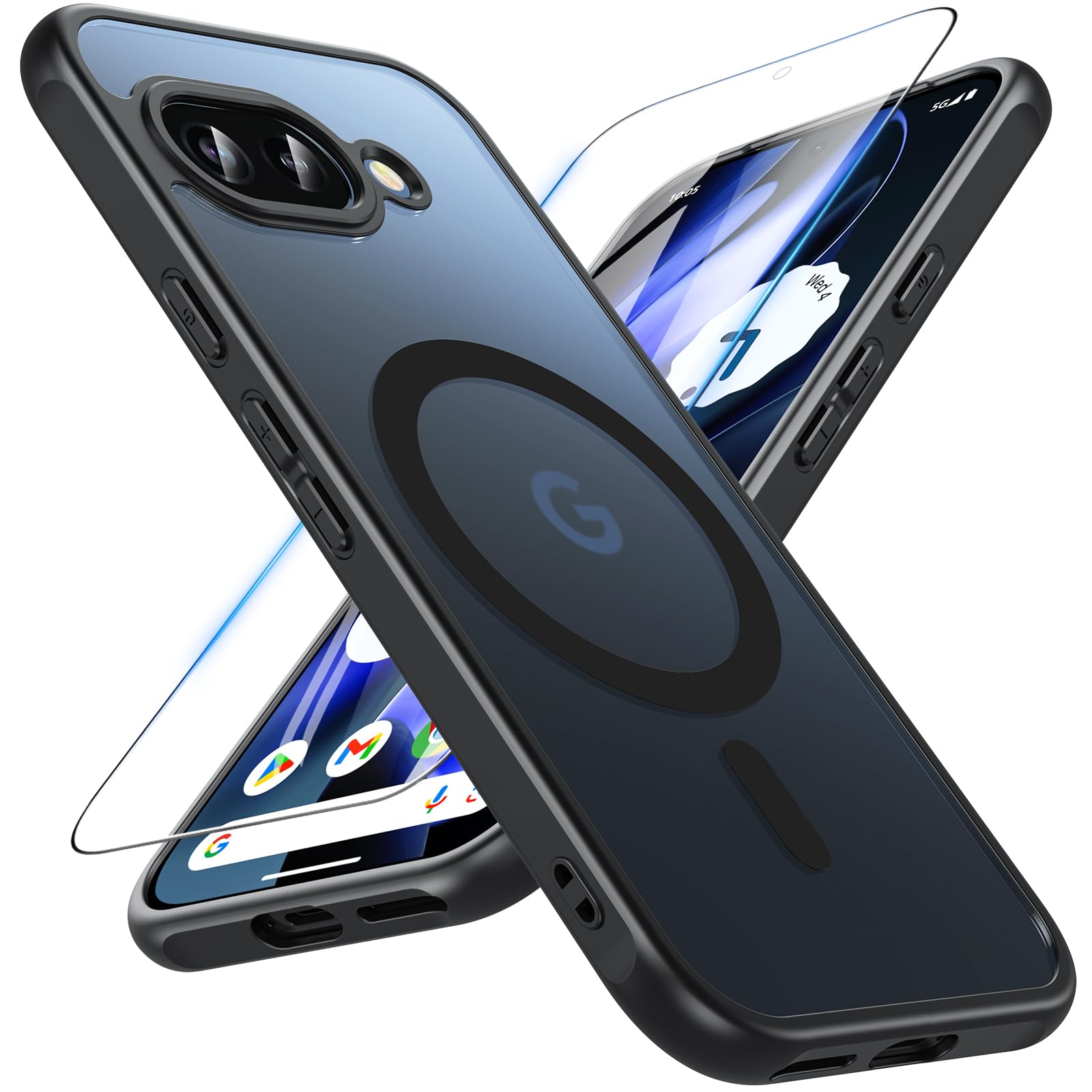 OWKEY Google Pixel 9a Hülle, Magnetisch Pixel 9a Hülle für Magsafe mit Panzer Glas, [Schutz in Militärqualität] Translucent Matte Stoßfest Handyhülle Pixel 9A Case Dünn Cover Schutzhülle, Schwarz Pixel 9a Pixel 9a-Schwarz Angebot bei HelloDeals