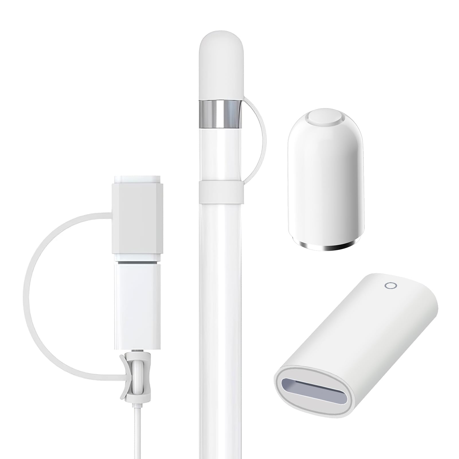 Magnetische Ersatzkappe und Ladeadapter für Apple Pencil 1.Generation, Zubehör mit Silikon Schutzkappe und Tether-Adapter, kompatibel mit iPad Pencil und Lightning-Kabel für appel pencil 1.generation Angebot bei HelloDeals