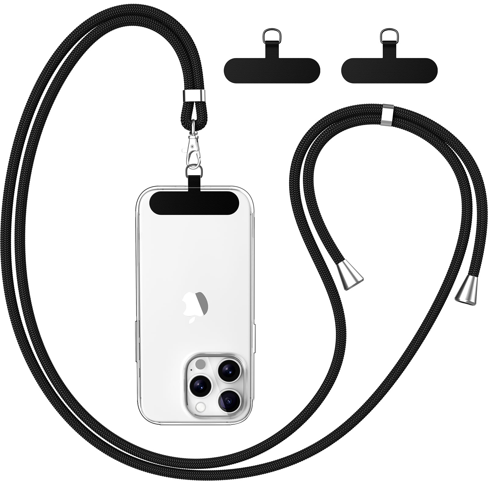 Handyband Universal, Handy Lanyard mit 2 Stück Universelles Patch, Handyband mit Hülle kombinierbar, Einstellbar und Abnehmbar - Schwarz Angebot bei HelloDeals