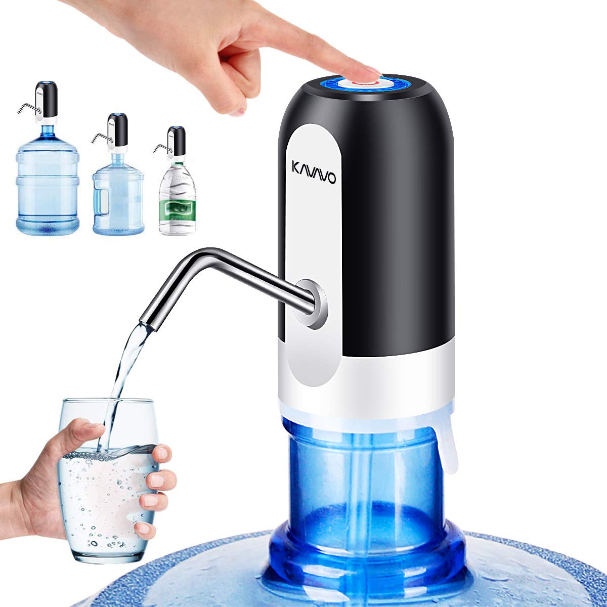 Wasserflaschen Pumpe, Bonus 2 Adapter für Wasserkrüge abweichen Kaliber,wiederaufladbarer USB Trinkwasserschalter, tragbarer elektrischer Wasserspender mit 2 frei zu schneidenden Schläuchen, Edelstahl Angebot bei HelloDeals
