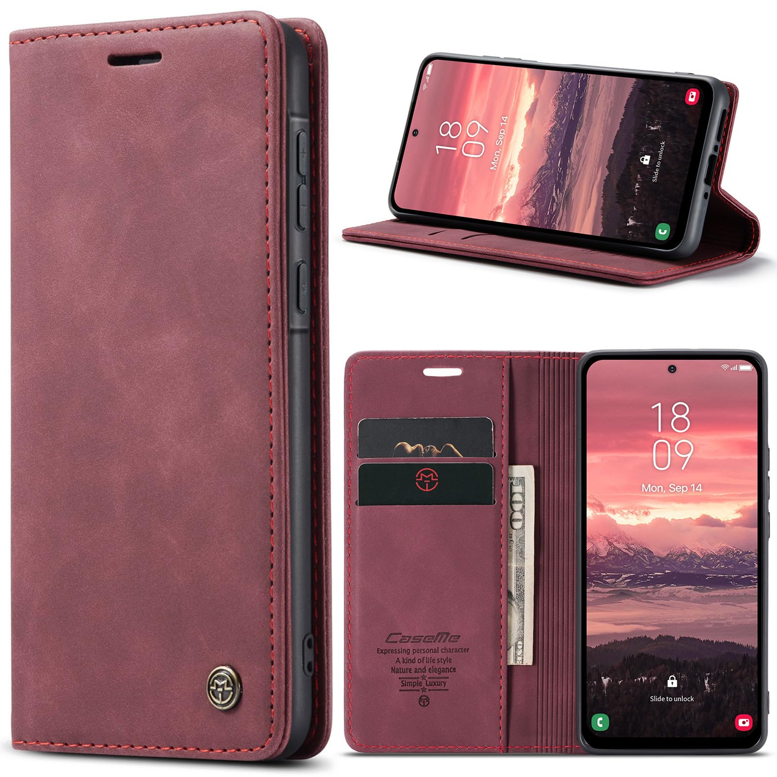 Handyhülle für Samsung Galaxy A56 5G Hülle Premium Lederhülle Flip Case Magnet Tascher Kartenfach Standfunktion Klapphülle Schutzhülle für Samsung Galaxy A56, Weinrot Samsung Galaxy A56 5G Weinrot Angebot bei HelloDeals
