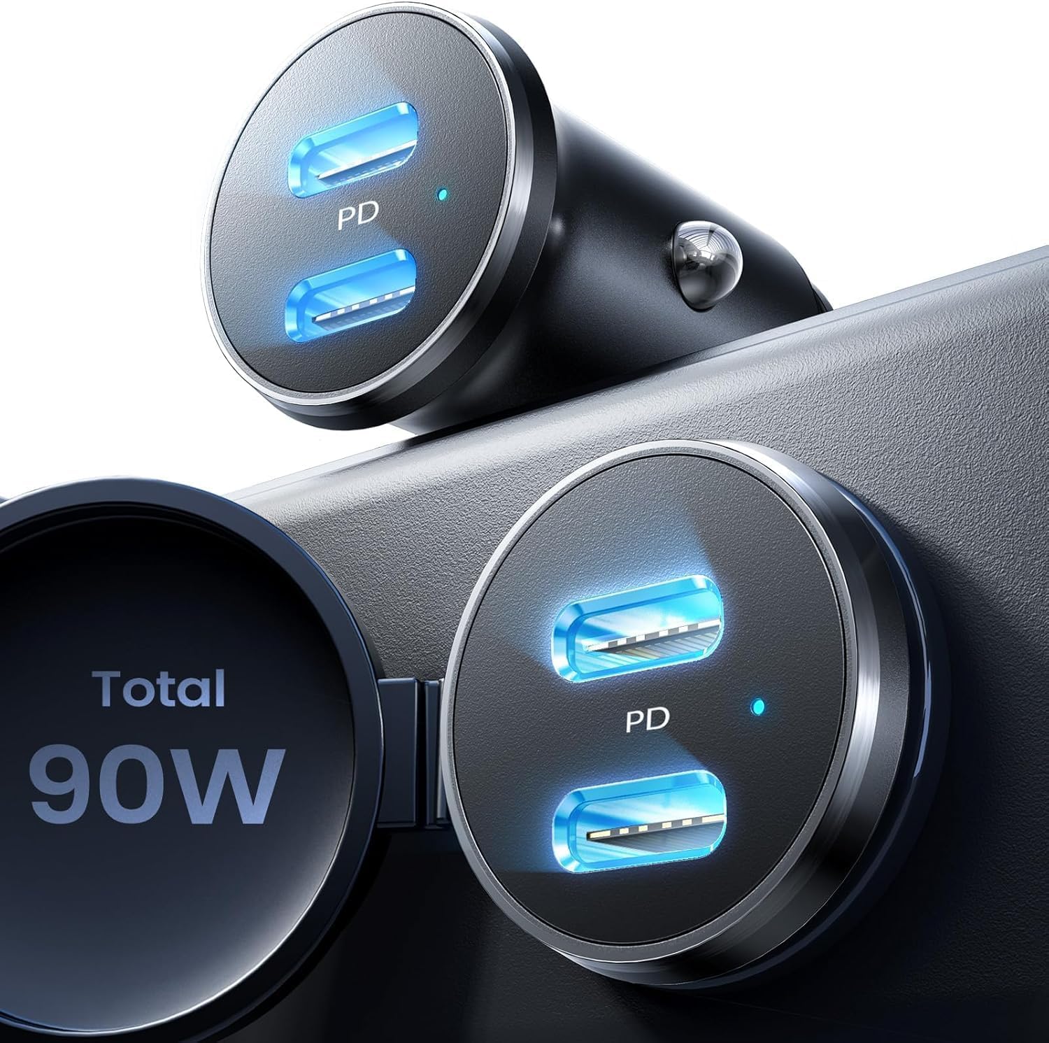 LISEN 90W für iOS 26 Superschnelles Laden Zigarettenanzünder USB C, [Mini Titanium 12v Steckdose Adapter ] KFZ Ladegerät USB C, Car Charger Schnellladung für iPhone 16 15 Pro Max iPad Galaxy S25 S24 Schwarz Angebot bei HelloDeals