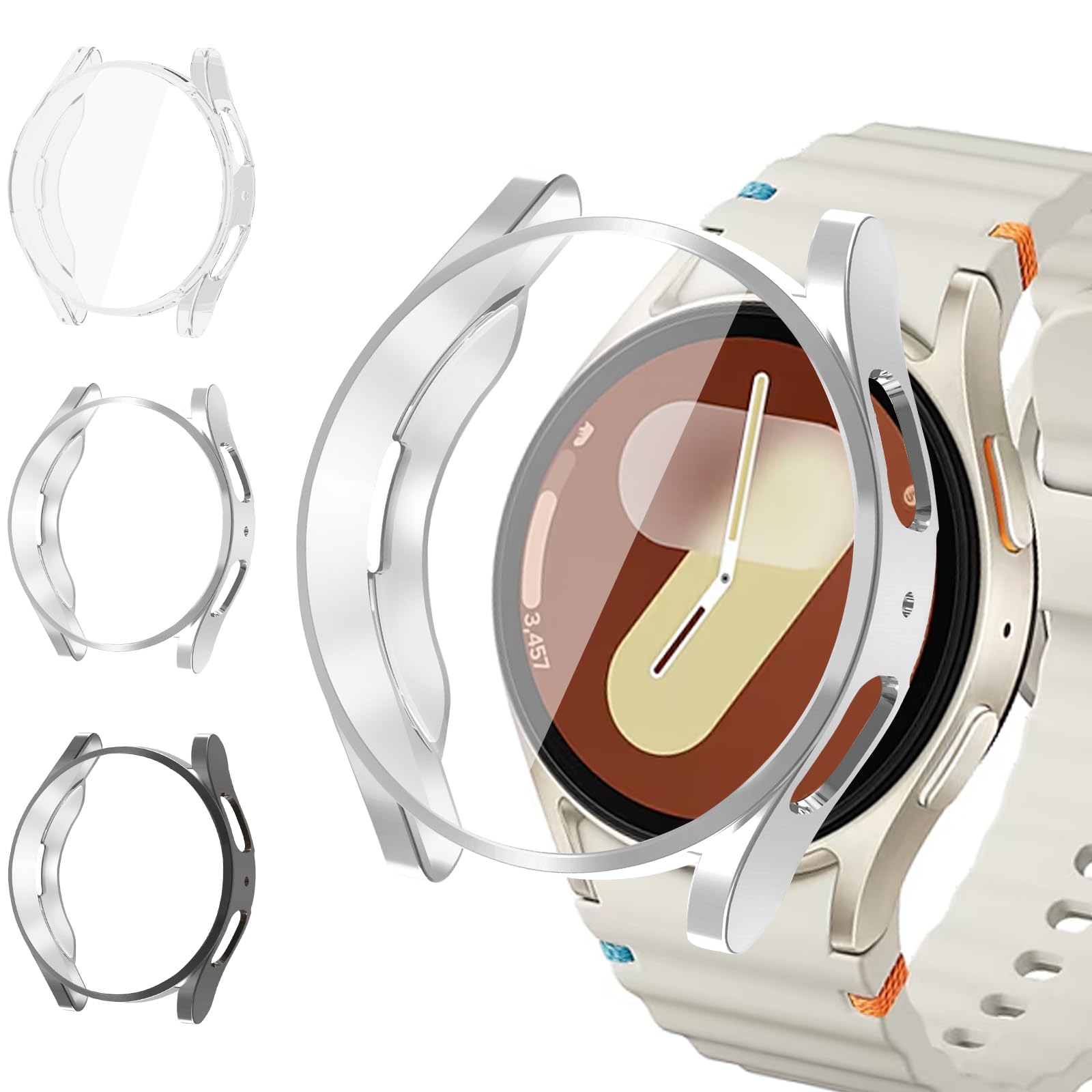 Hülle für Samsung Galaxy Watch 7 Schutzhülle 40mm, 3 Stück Weiche TPU Case Ersatzabdeckung für Samsung Galaxy Watch 7 Hülle 40mm Damen Herren, Galaxys Watchs 7 Zubehör,Smartwatch 7 Schutzhülle Schutz Galaxy Watch 7 40mm 02-Schwarz/Transparent/Silber Angebot bei HelloDeals