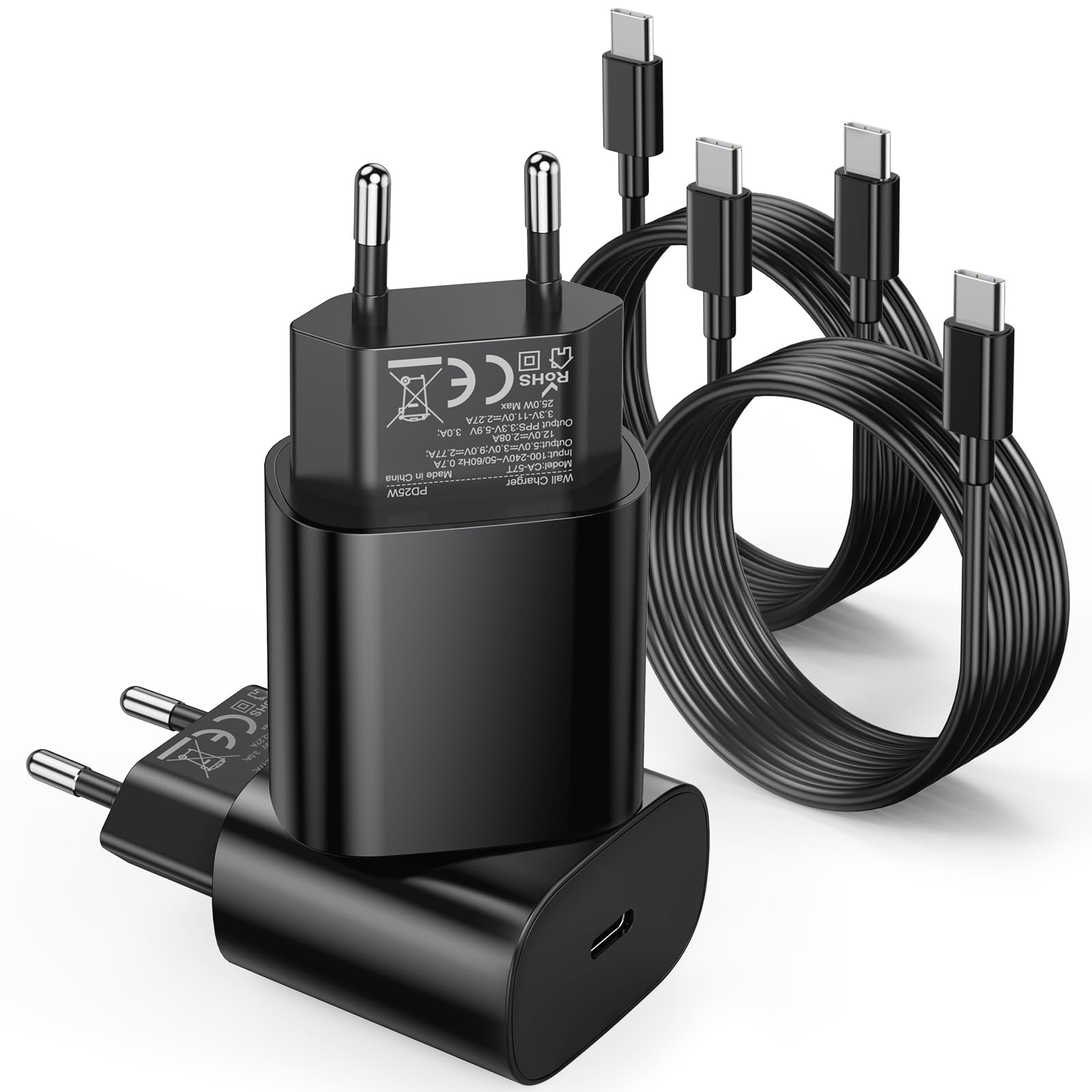 USB C ladegerät ladekabel 2er-Pack schnellladekabel für Samsung Galaxy s10 s20 s24 A05 A06 A16 a51 a54 a55 Z Fold/Fold Ultra Tablet schnellladegerät Netzteil usbc stecker samsung ladekabel usb c kabel Angebot bei HelloDeals