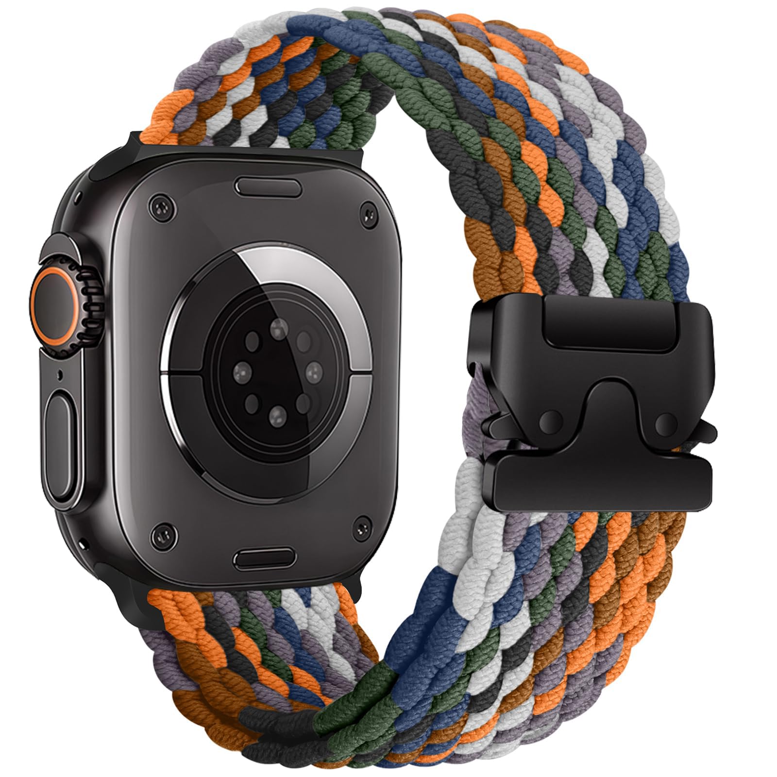 Geflochtenes Armbänder für Apple Watch Ultra/2 Armband 49mm 46mm 40mm 44mm 45mm 41mm 42mm 38mm,Elastisches Nylon Strap Fallschirmverschluss Band für Apple Watch 10 iWatch 9 8 7 6 5 4 3 SE/2 Apfelband 02-Denim-Farbe 49/46/45/44/42 mm-S 3 2 1 Angebot bei HelloDeals