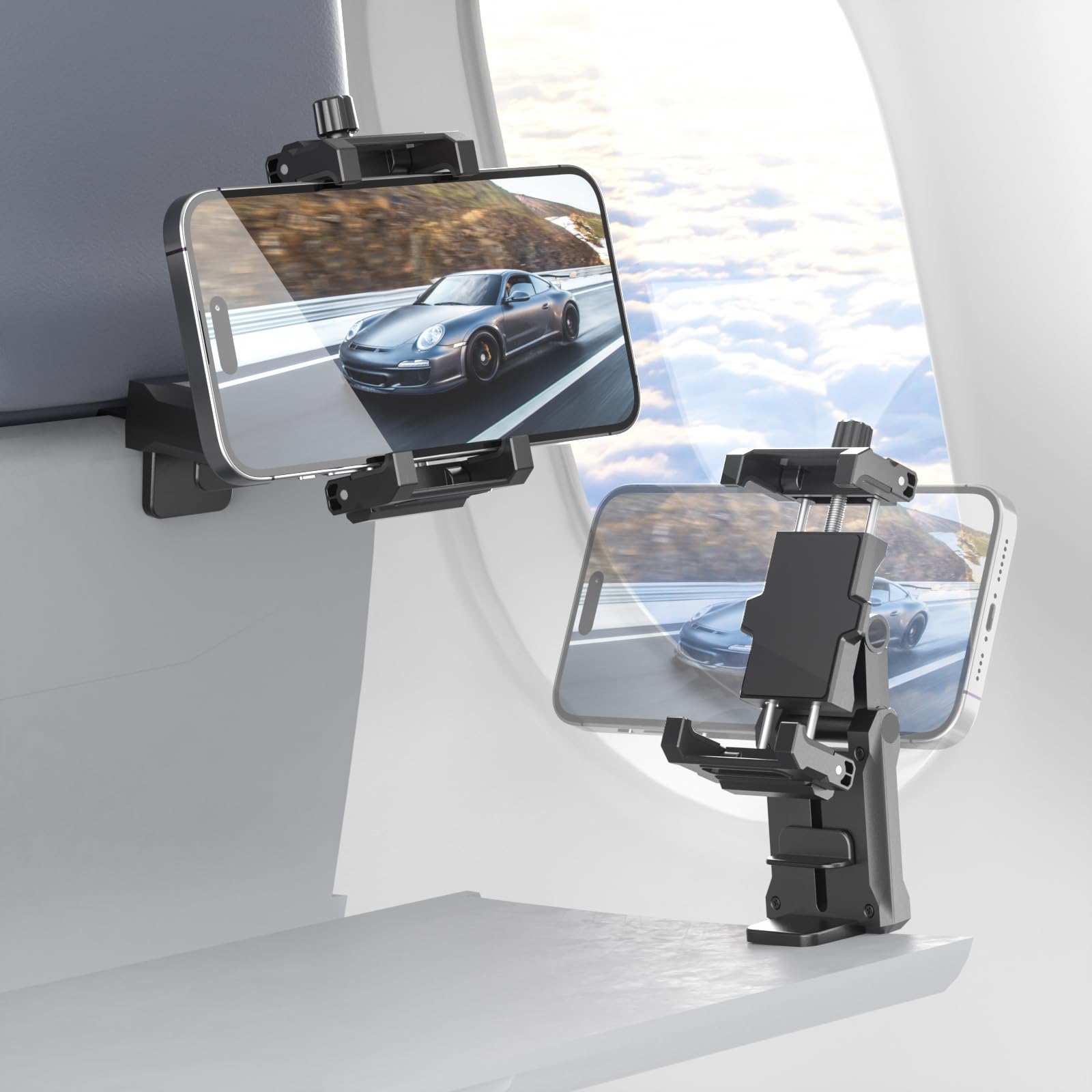 KDD Handyhalterung Flugzeug, Tragbare Handyhalterung für Flugzeug & Schreibtisch Handyständer mit 360° Drehung, Universal Reise Gadgets Flugzeug Handyhalter, Travel Essentials für iPhone Samsung Angebot bei HelloDeals