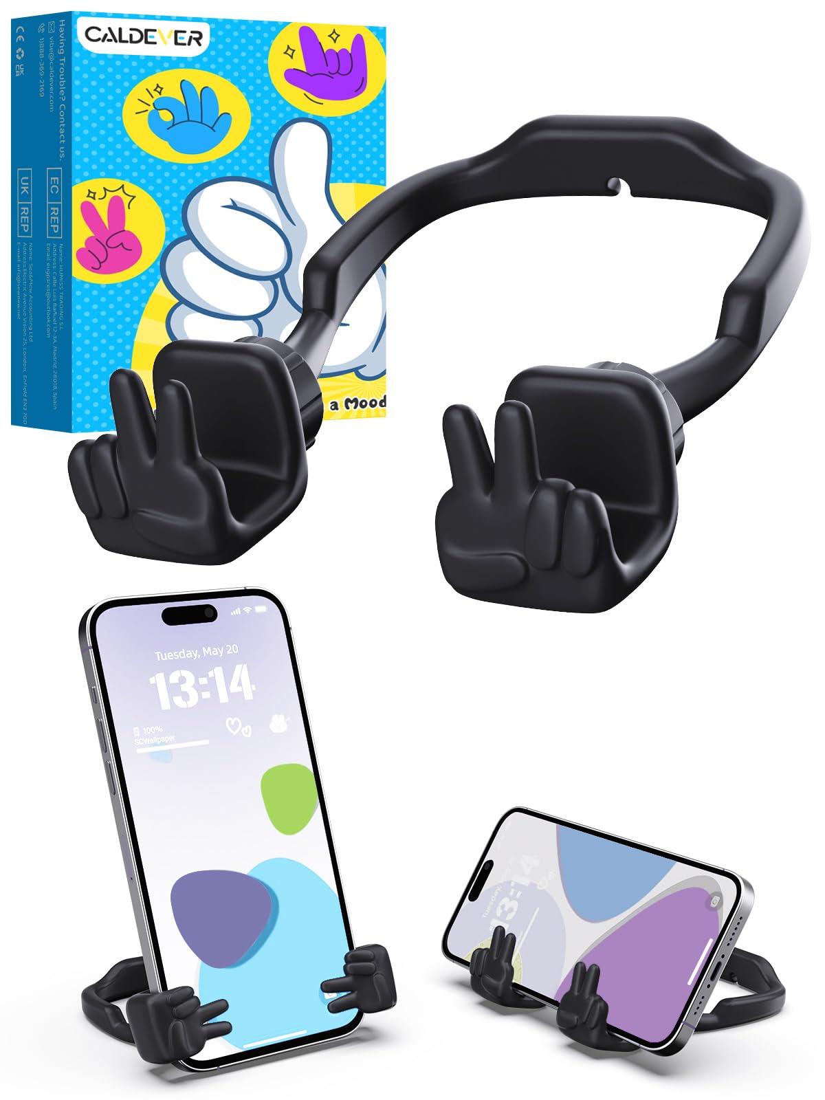 Geschenke für Frauen Männer Mädchen und Jungen Handyhalterung: Weihnachten Geschenk Yeah-Geste Handyhalter Nikolaus Handyständer für Tisch Kleine Gadgets Kinder zu Weihnachten Geburtstag (Schwarz) Schwarz 1 Angebot bei HelloDeals