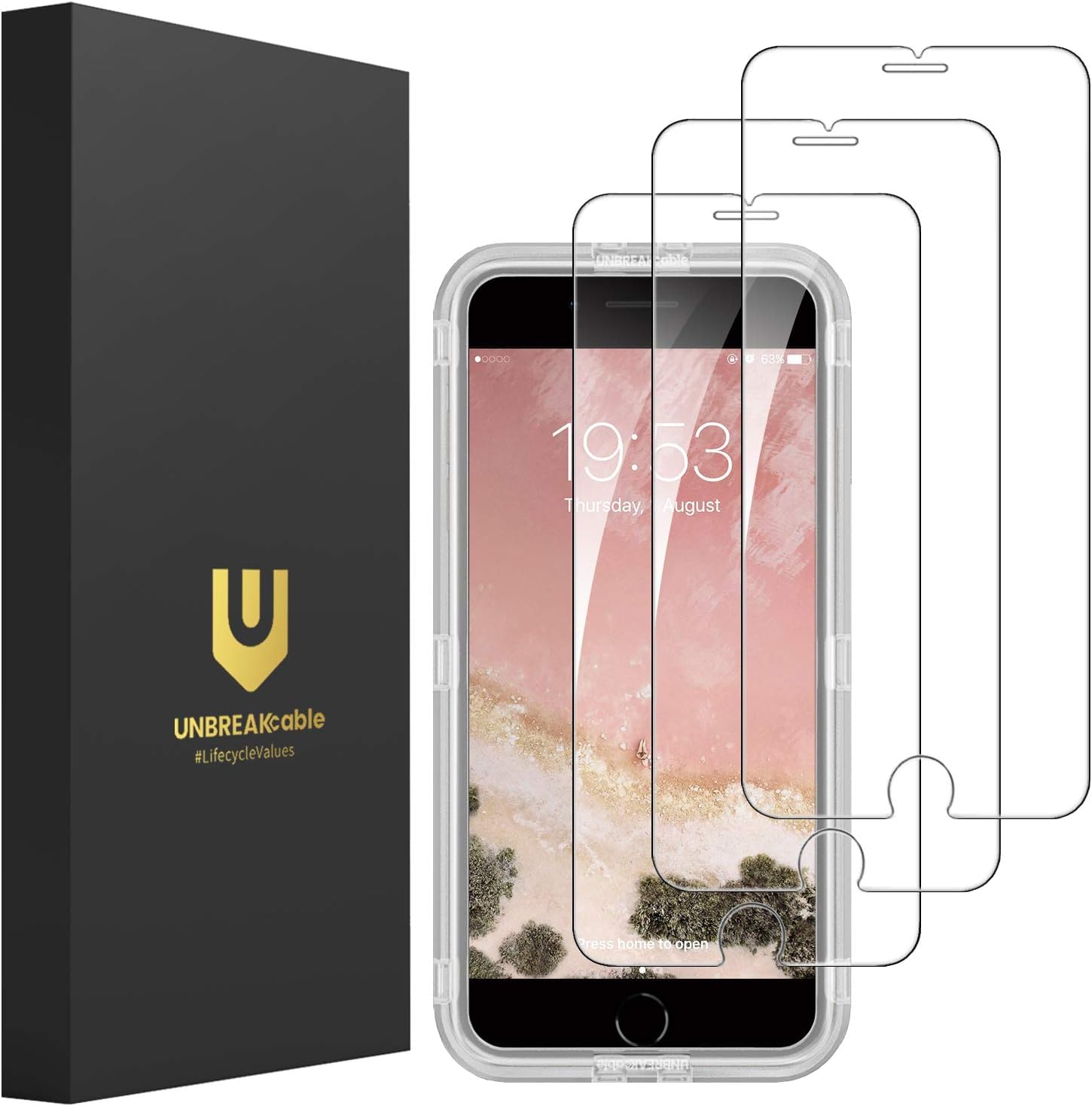 UNBREAKcable Schutzfolie für iPhone SE 2020/ SE 2022, iPhone 8/7/6/6s Panzerfolie [3 Stück], 9H Härte Schutzglas, 2.5D Displayschutzfolie [Anti-Bläschen, Anti-Kratzer, leicht anzubringen] iPhone 7/8/SE-3 Pack Angebot bei HelloDeals