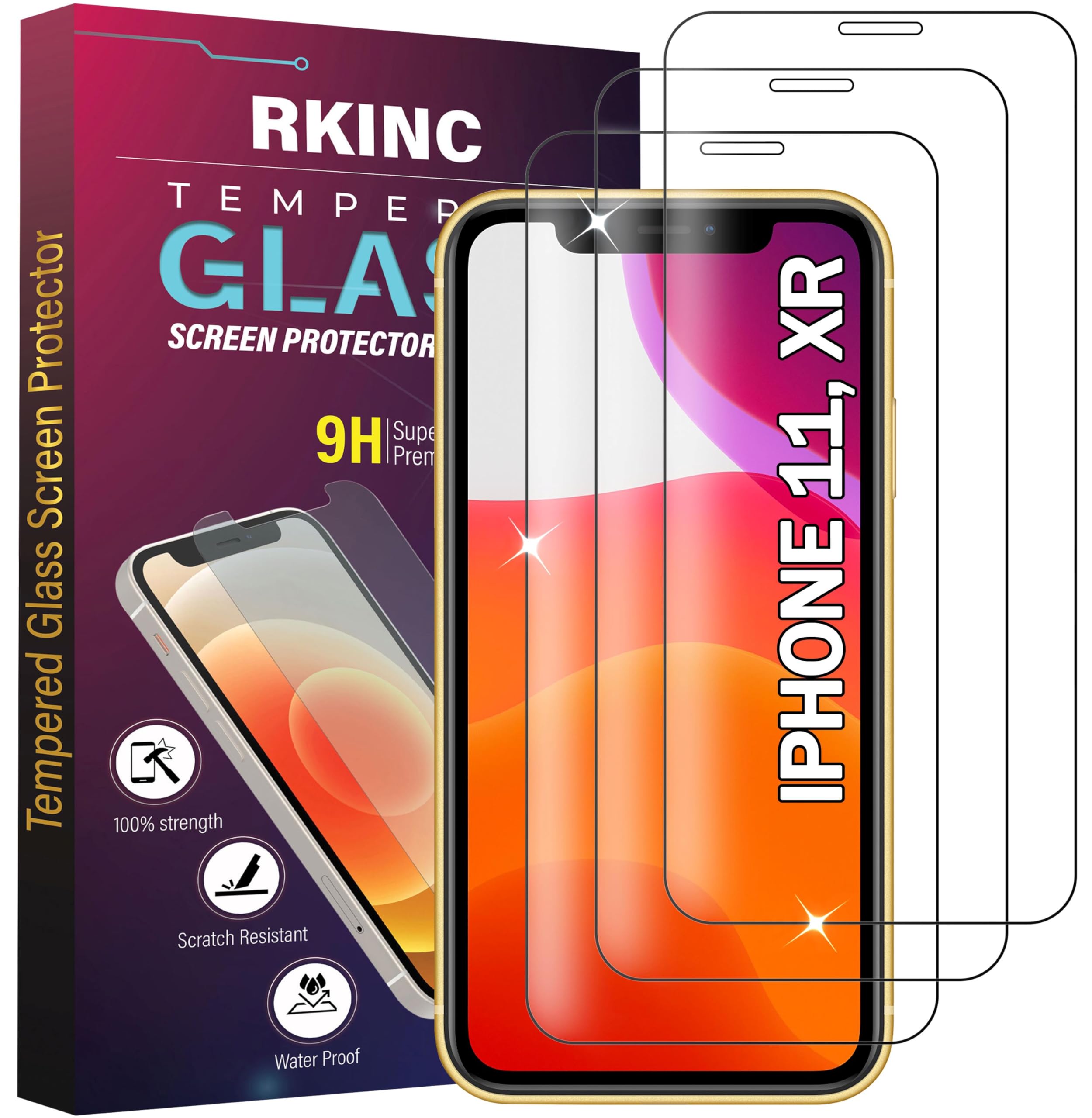 RKINC 3 Stück, Panzerglas Schutz Glas für iPhone 11 / iPhone XR 6.1-Inch, Panzer HD Displayschutzfolie, 0,33 mm kratzfest, splitterfrei, blasenfrei, lebenslangeGarantie IP 11, XR Tempered Glass Angebot bei HelloDeals