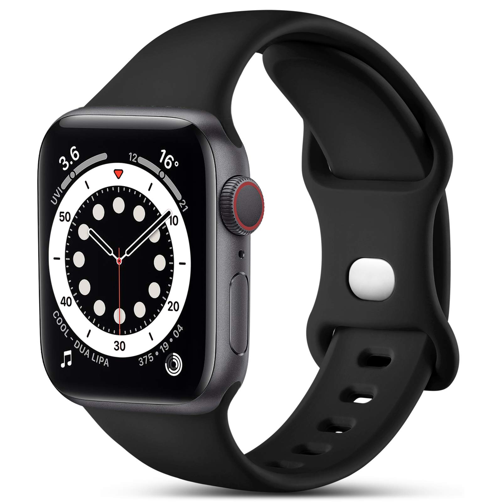 CeMiKa Kompatibel mit Apple Watch Armband 44mm 42mm 45mm 46mm 49mm, Ersatz Silikon Sport Armbänder Kompatibel mit iWatch Armband Series 11 10 9 8 7 6 5 4 3 2 1 SE SE3, Damen Herren, Schwarz B-Schwarz 44/45/46mm/42mm(Series 3 2 1)-M/L Angebot bei HelloDeals