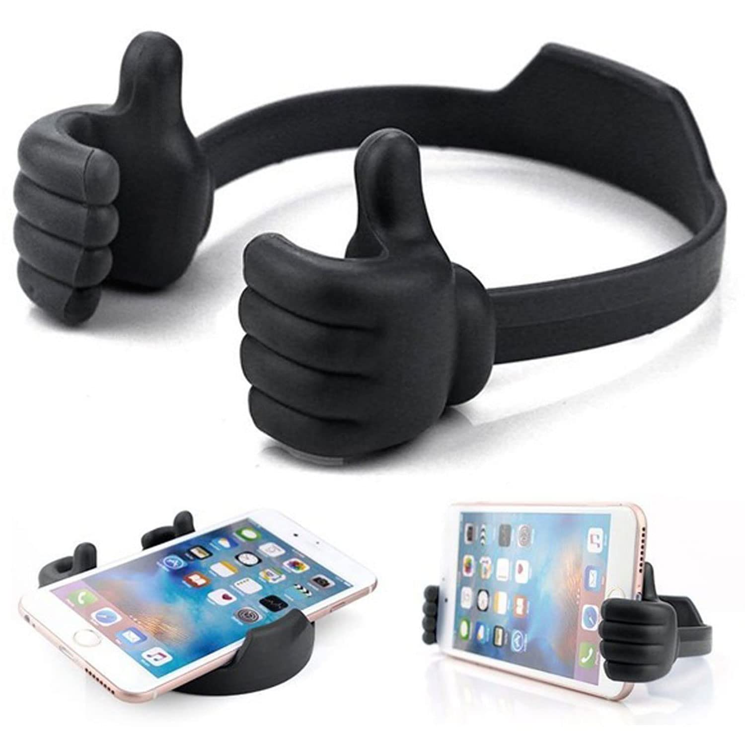 Thumbs Up Lazy Phone Stand Geschenke für Weihnachten, Universal Flexible Silikon Handyhalterung Tisch, Mobile Phone Handy Halterung Ständer für iPad Zubehör iPhone Halterung -Schwarz Angebot bei HelloDeals