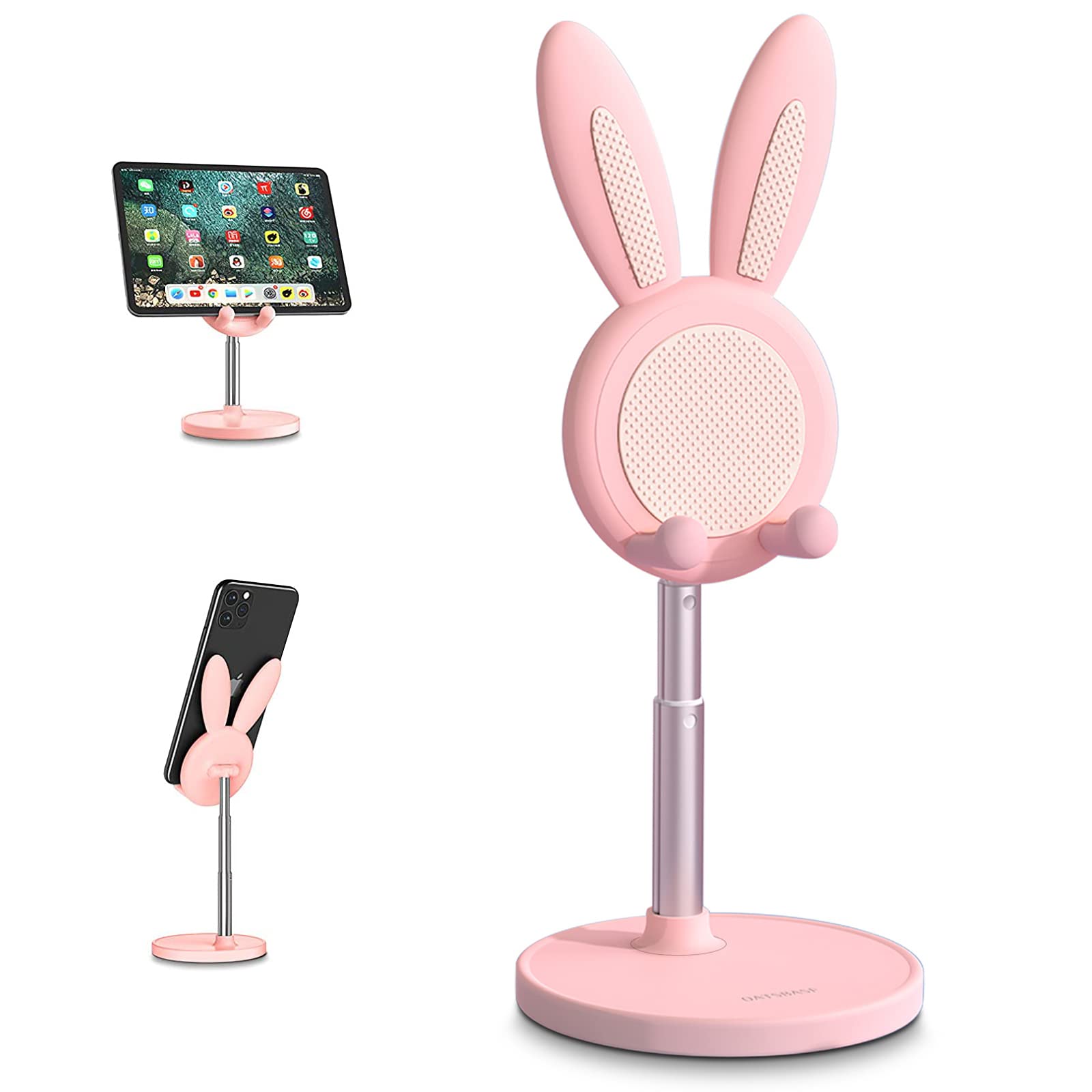 Niedlicher Handy Ständer Hase, Winkel höhenverstellbar, Handy-Ständer für Schreibtisch, Hasen Handyständer, kompatibel mit Allen Handys, for iPhone, for Pixel, for iPad, for Tablets (Rosa) Pink Angebot bei HelloDeals