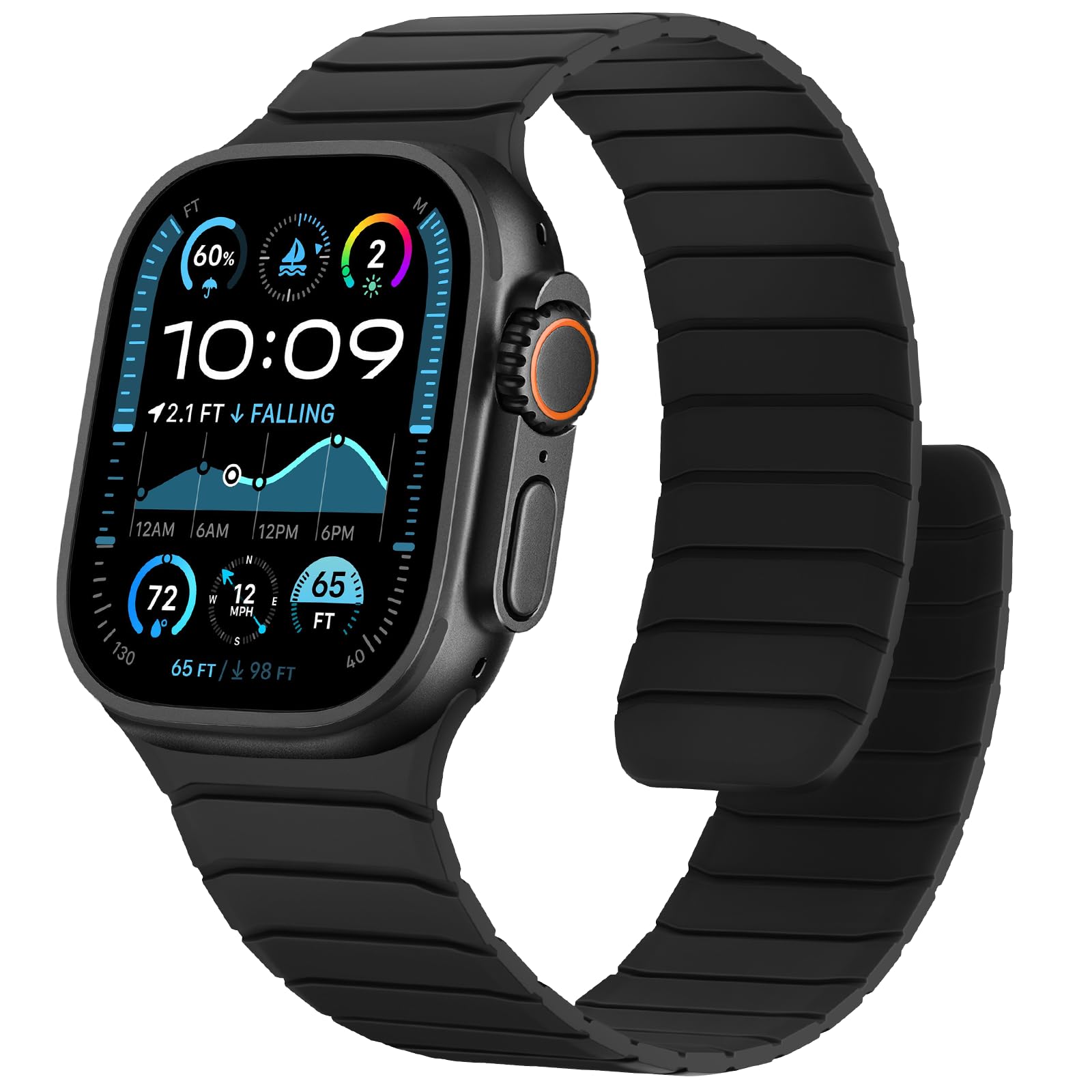 Magnetisches Silikon Armband Kompatibel mit Apple Watch 49mm 46mm 45mm 44mm 42mm, Wasserdichte Sport Armbänder Design für iWatch Ultra 3 2 1 SE Series 11 10 9 8 7 6 5 4 3, Schwarz Schwarz 42mm(Series 3 2 1)/44mm/45mm/46mm/49mm Angebot bei HelloDeals