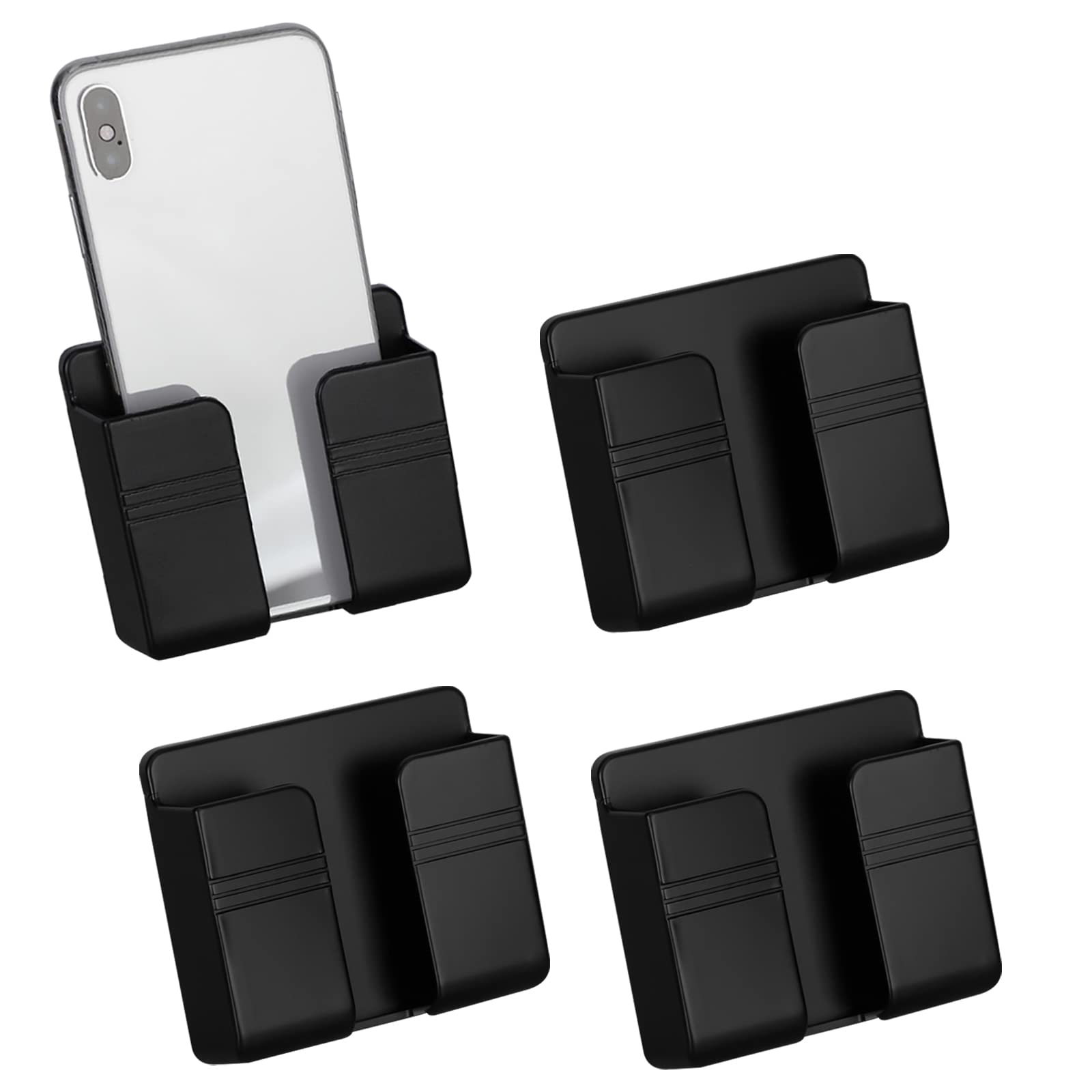 4 STÜCKE Wandhalterung Handyhalter mit Klebstoff, Handyhalterung Wand Ladeständerhalter Datenkabelaufnahmeloch, Mehrzweck Aufbewahrungsbox für wasserdichte Dusche Bett Nachttisch (Schwarz) Angebot bei HelloDeals