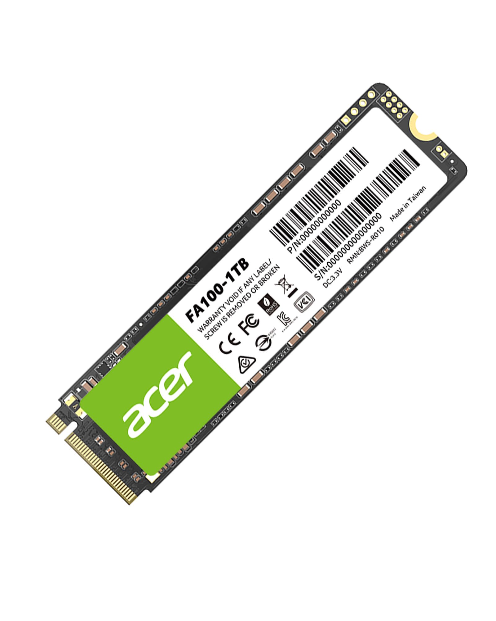 acer FA100 PCIe 3.0 NVMe SSD 1TB: bis zu 3300 MB/s Lesegeschwindigkeit, Gen3x4 M.2 2280 Interne Festplatte mit HMB & SLC – Gaming Solid State Drive für Laptop/Desktop PC 1TB FA100 (Gen3) Angebot bei HelloDeals