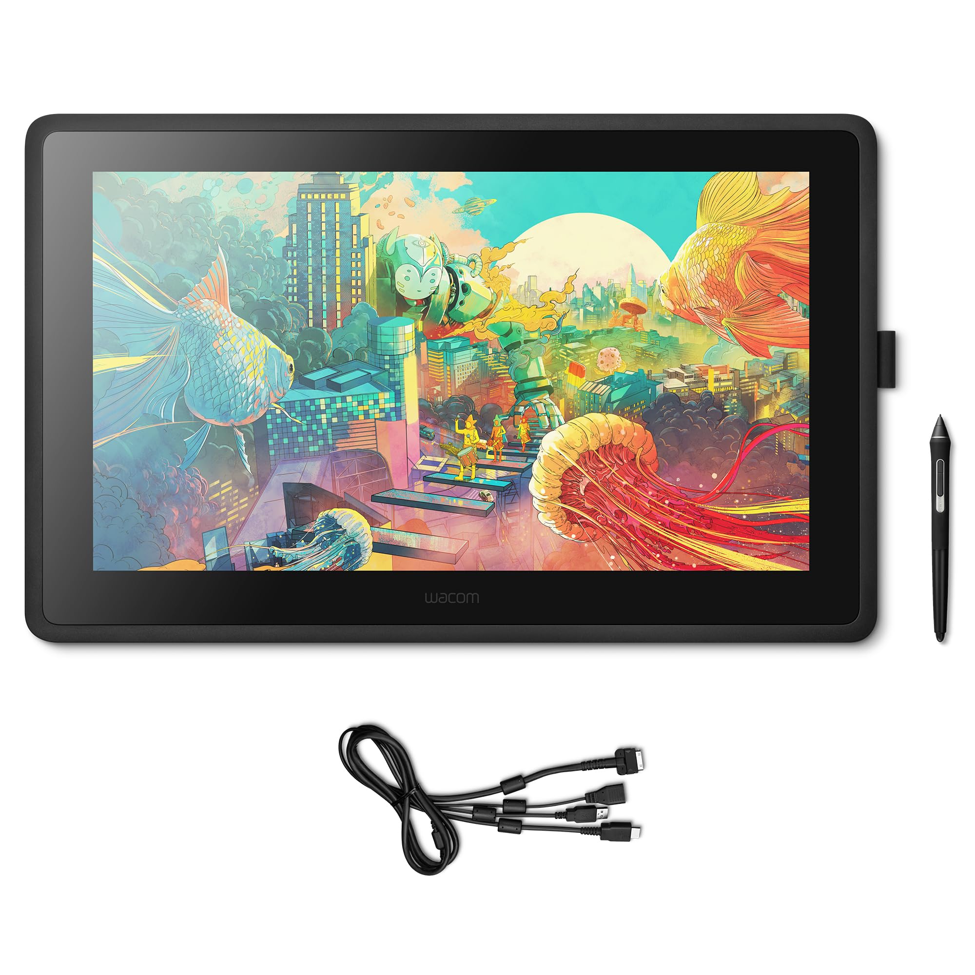 Wacom Cintiq 22 Kreativ-Stift-Display Tablet (mit Standfuß, zum Illustrieren & Zeichnen direkt auf dem Bildschirm, mit Full-HD-Display (1.920 x 1.080), Wacom Pro Pen 2, geeignet für Windows & Mac) Angebot bei HelloDeals
