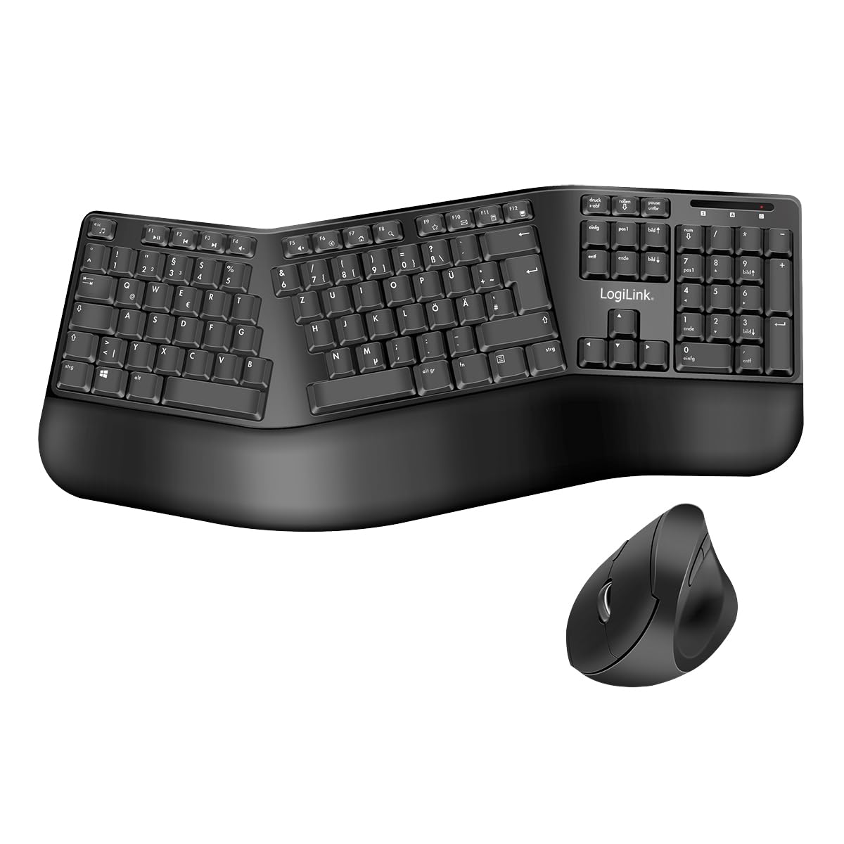 LogiLink Ergonomisches Funk-Tastatur-Maus-Set mit geteilter Tastatur (mit 13 Multimedia Keys) Angebot bei HelloDeals