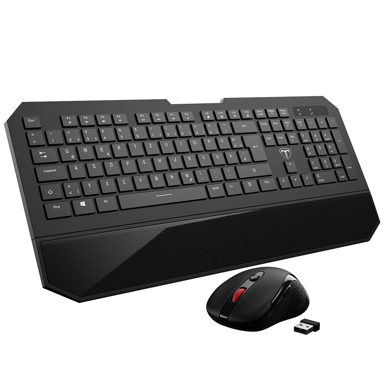 Tastatur Maus Set Kabellos, Ergonomische Tastatur mit 104 Tasten, Leise Mäuse, Handballenauflage, 2,4 GHz kabellos mit USB-Empfänger für Windows XP/7/8/10, Mac OS Angebot bei HelloDeals
