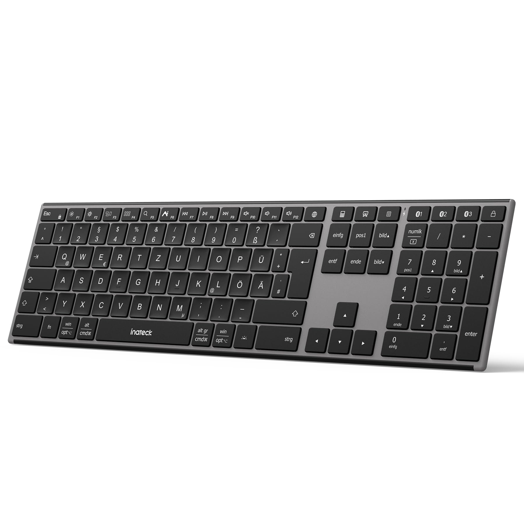 Inateck Kabellose Tastatur,KI-Funktion Bluetooth Tastatur mit 3 Bluetooth Kanälen,Deutsches QWERTZ Layout,Leise Tasten, Kompatibel mit iPadOS Android, Windows,KB06007 Angebot bei HelloDeals
