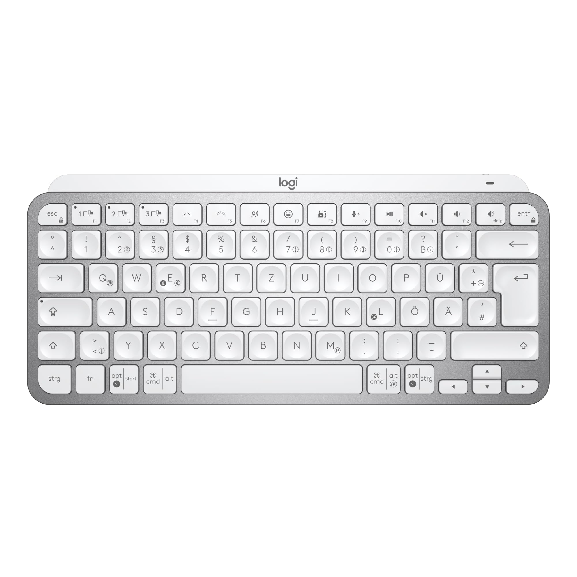 Logitech MX Keys Mini Kabellose Tastatur, Kompakt, Bluetooth, Hintergrundbeleuchtung, USB-C, Kompatibel mit Apple macOS, iOS, Windows, Linux, Android, Metallgehäuse - Hellgrau Angebot bei HelloDeals