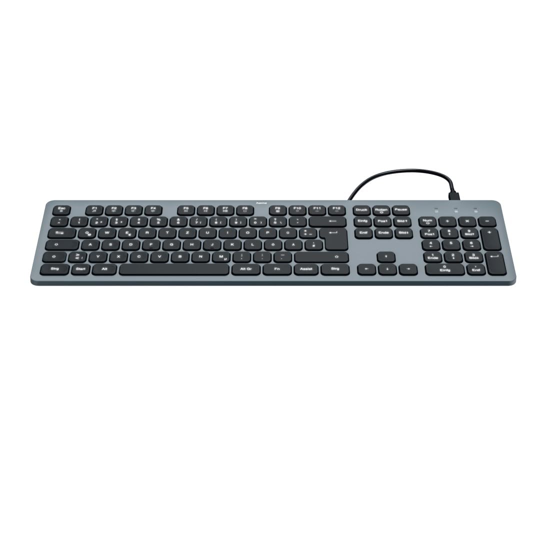 Hama Tastatur kabelgebunden CK-400 (USB Tastatur beleuchtet, dimmbar, ergonomisches Tippgefühl, Scissortasten, geräuscharm, Kabel abnehmbar, Multimedia Tasten, deutsches QWERTZ-Layout) schwarz Angebot bei HelloDeals