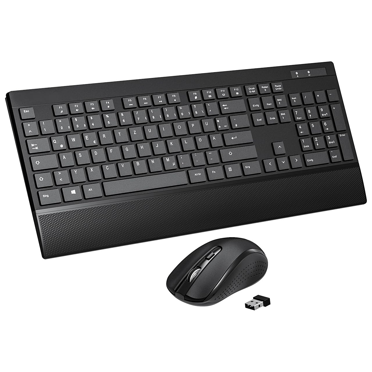 Kabelloses Tastatur-Maus-Set Combo 2,4 GHz Tastatur und kabellose Maus Für PC, Laptop, Ergonomische Tastatur in Voller Größe mit Handgelenkauflage, QWERTZ- Deutsches Tastat Angebot bei HelloDeals