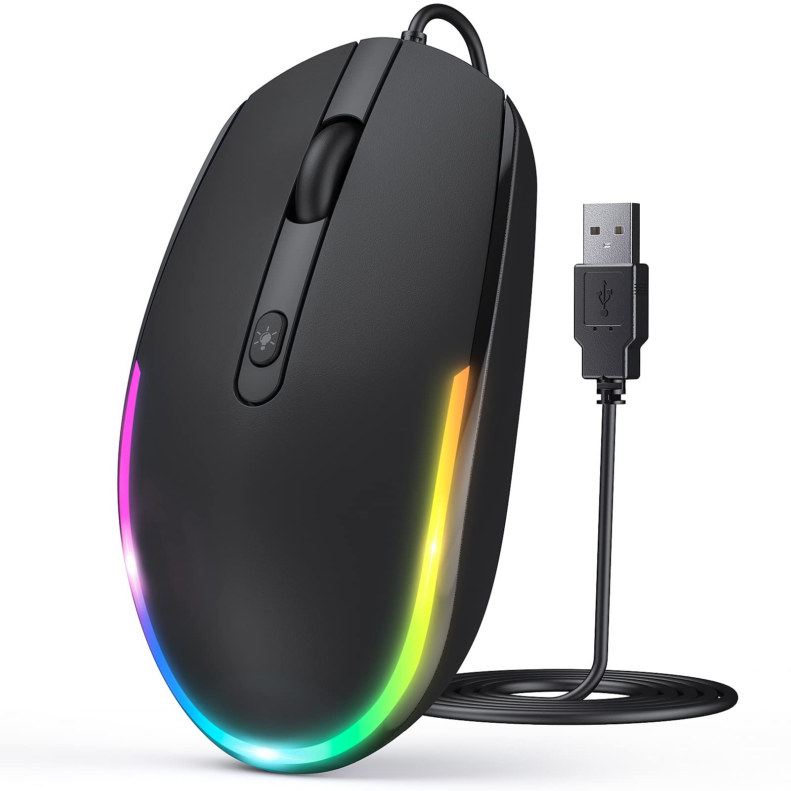 seenda Maus mit Kabel, PC Computermaus mit Kabel, 1600 DPI USB Maus Kabelgebunden für Laptop/PC/Computer/Mac, Schwarz Angebot bei HelloDeals