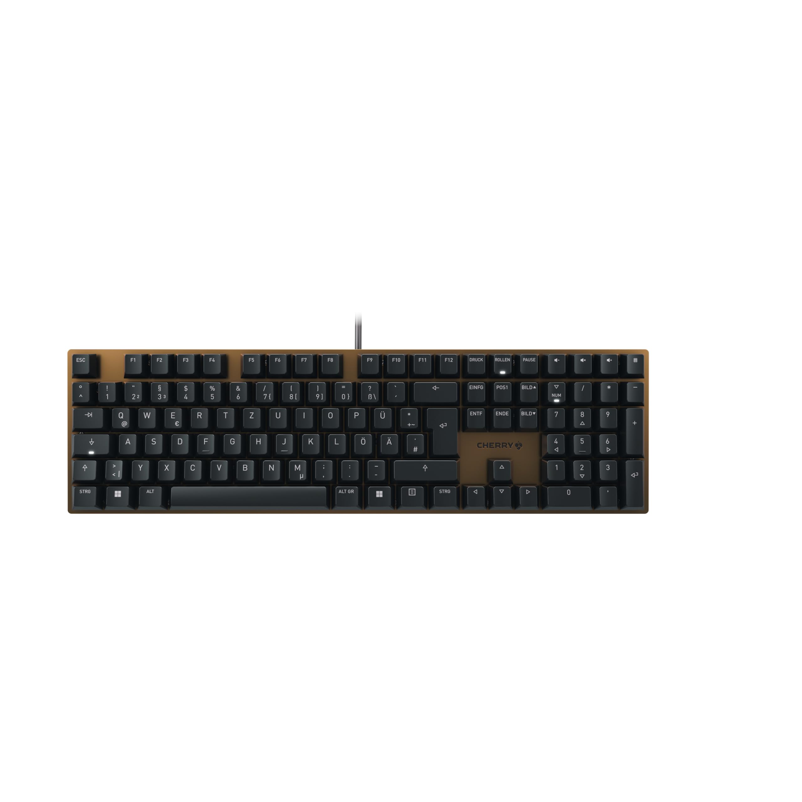 CHERRY KC 200 MX, Mechanische Office-Tastatur mit Eloxierter Metallplatte, Deutsches Layout (QWERTZ), Kabelgebunden, MX2A BROWN Switches, Schwarz/Bronze Schwarz/Bronze Deutsches Layout - QWERTZ MX2A BROWN Switches Angebot bei HelloDeals