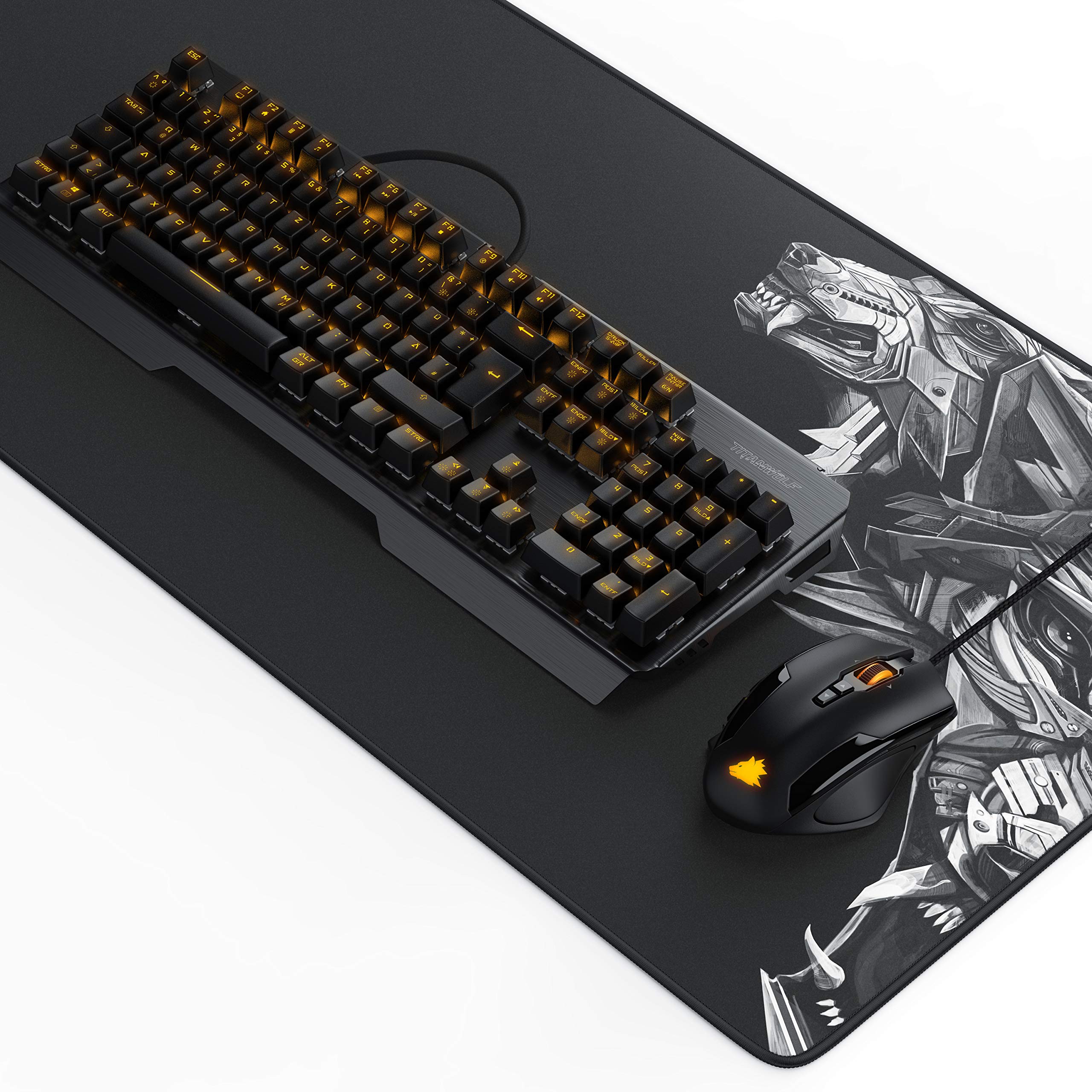 TITANWOLF Gaming Set - mechanische Tastatur ALUMAR MMO 10800dpi Gaming Maus Specialist XXL Mauspad - Mechanical Keyboard - Anti-Ghosting - LED Backlight - 19 Lichtmodi - Makro-Modus Angebot bei HelloDeals