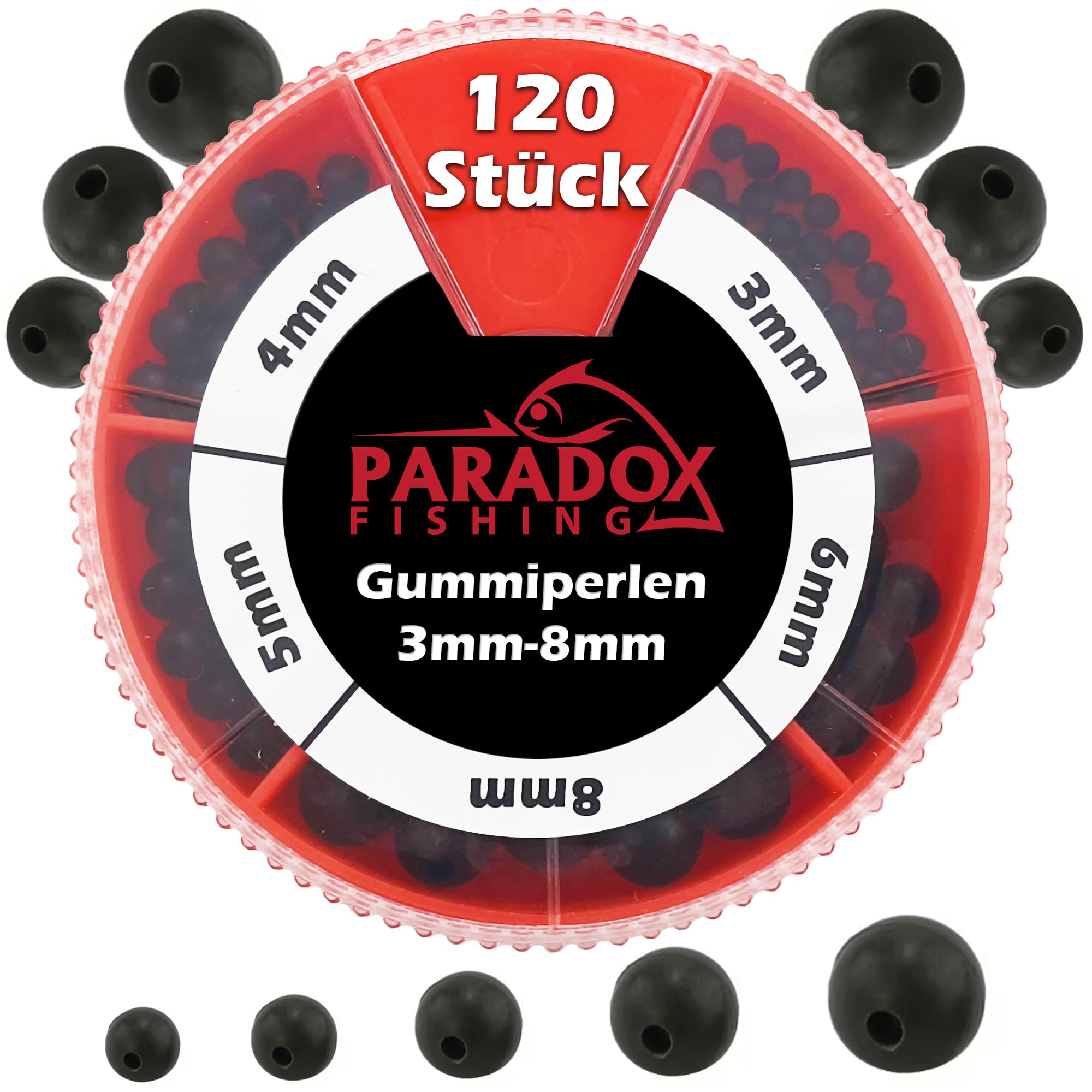 Gummiperlen Set 3mm-8mm I 120 Stück I Gummiperlen Angeln Stopper-Perle zum Angeln Perle Angeln Angelzubehör - perfekt mit Gummistopper Angeln Angebot bei HelloDeals